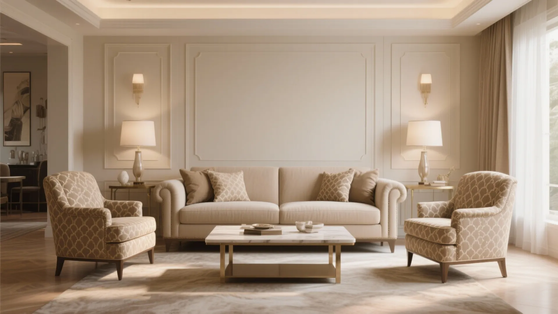 3. Symmetrical Layout with Twin Armchairs