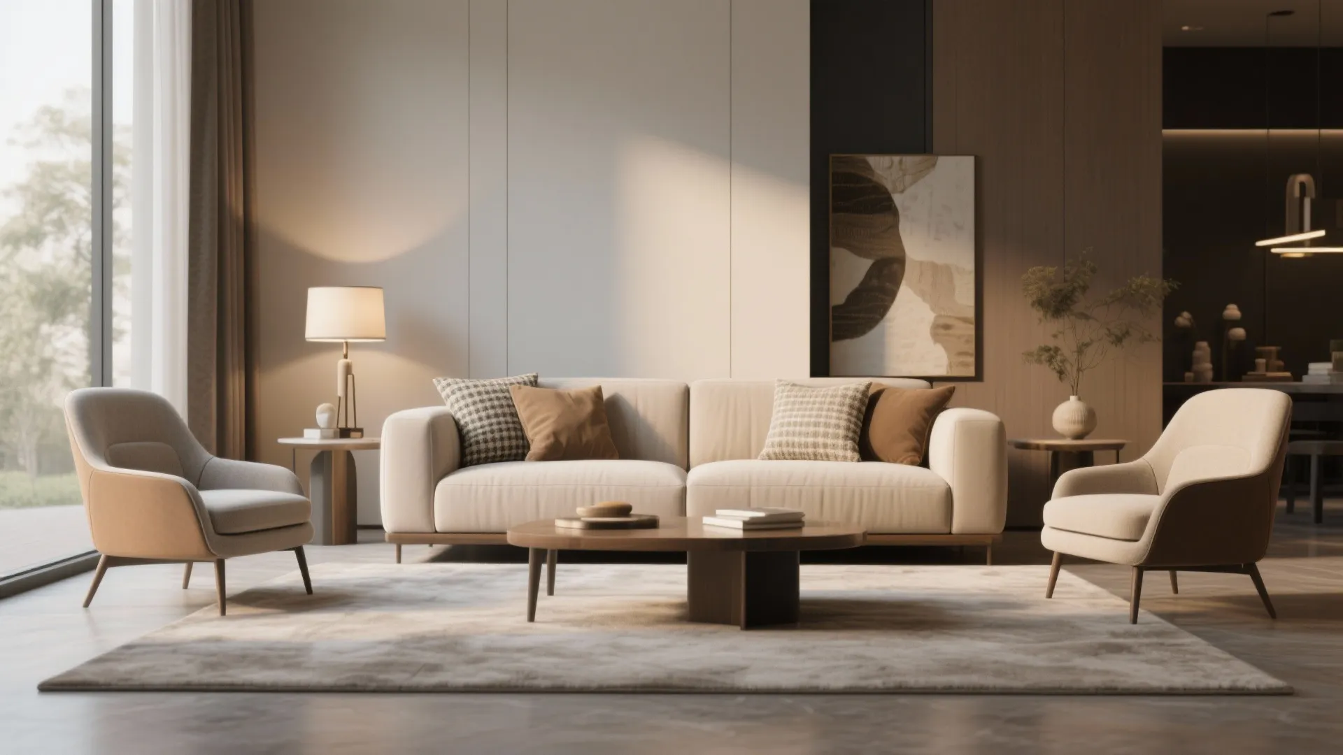 3. Symmetrical Pairing + Accent Chair