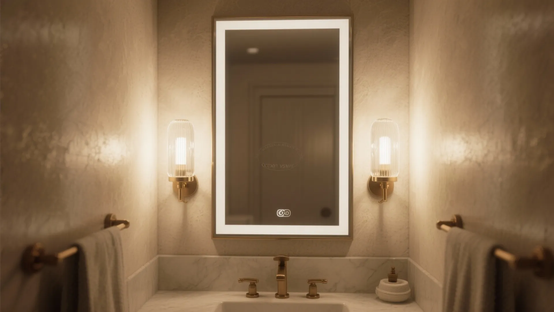 1. Symmetrical Sconces Flanking the Mirror