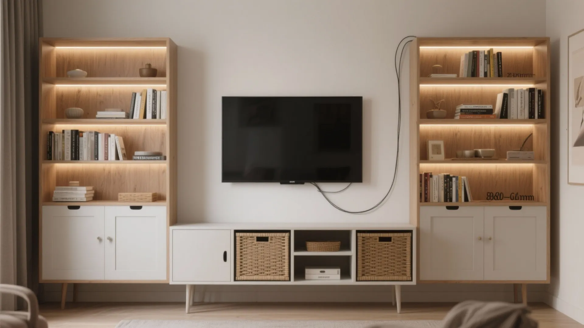 Symmetry with bookcases and a centered TV