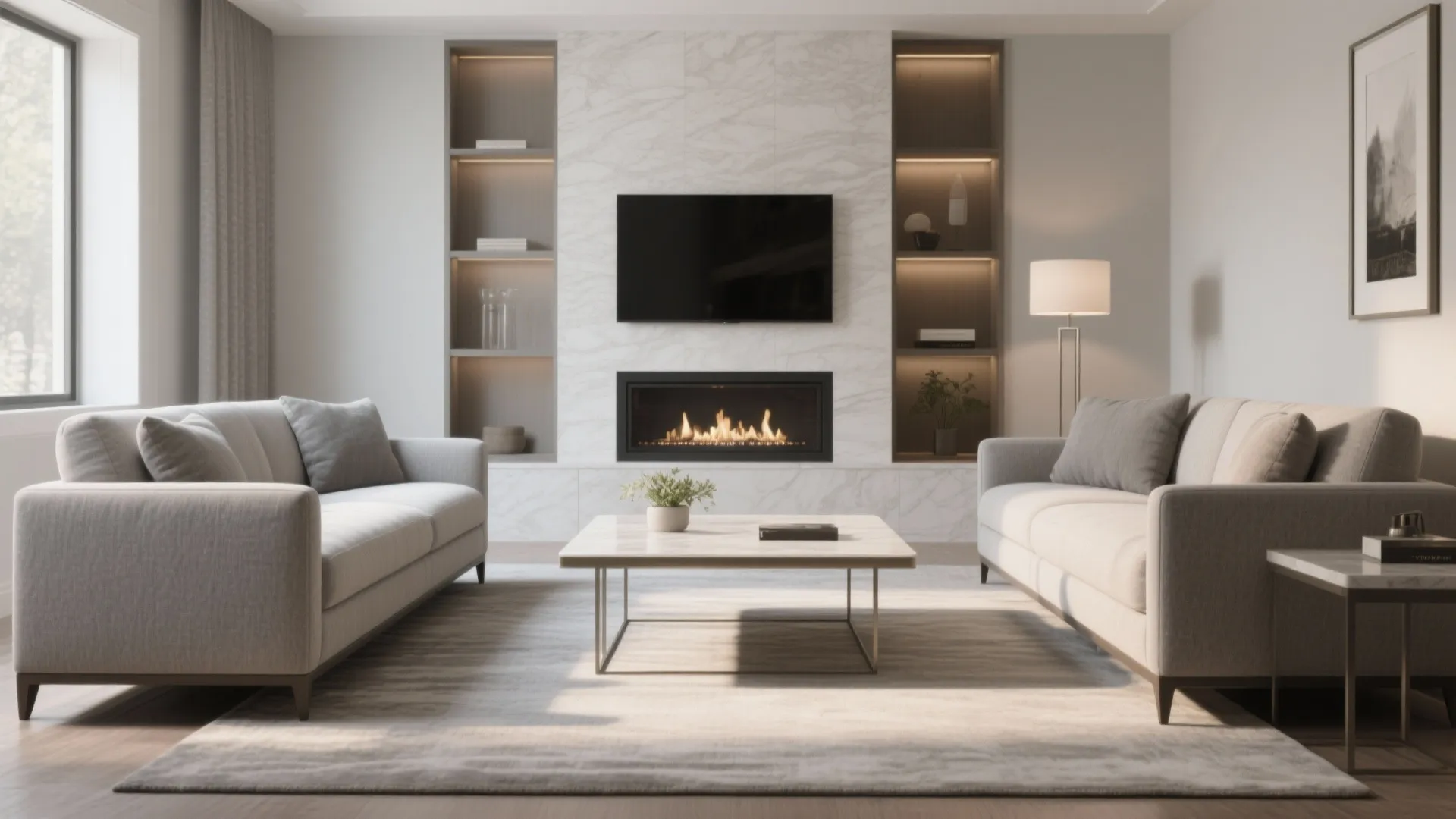 Symmetrical Two-Sofa Layout Facing Each Other