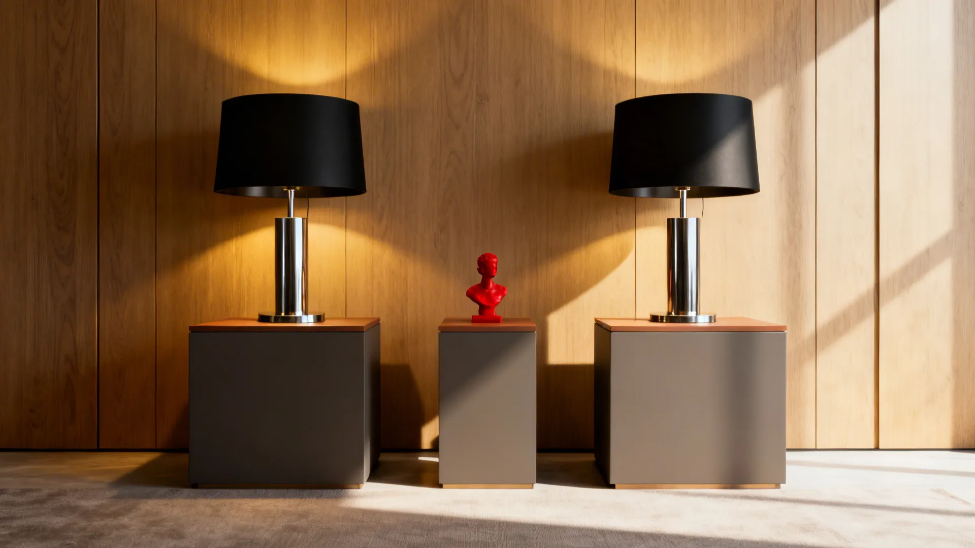 5. Balanced symmetry with small red focal points