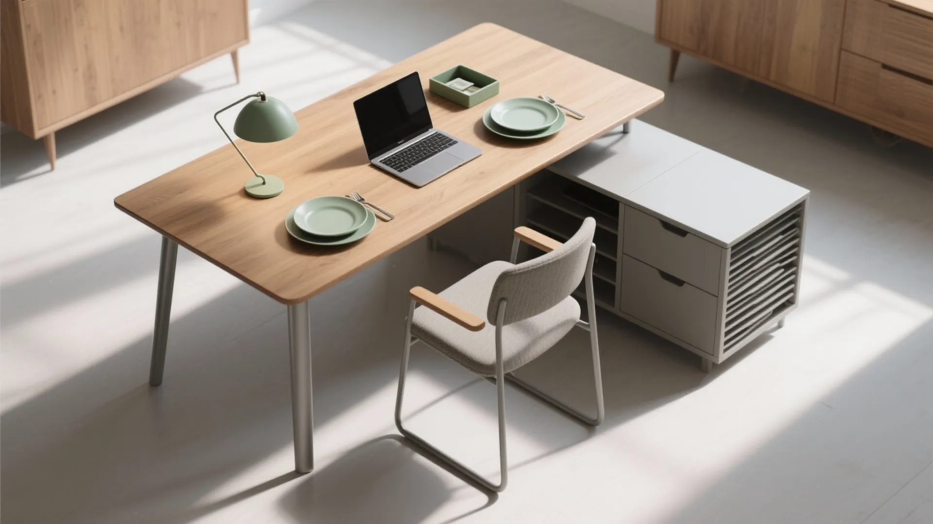 3. Multi-purpose furniture: table that doubles as desk