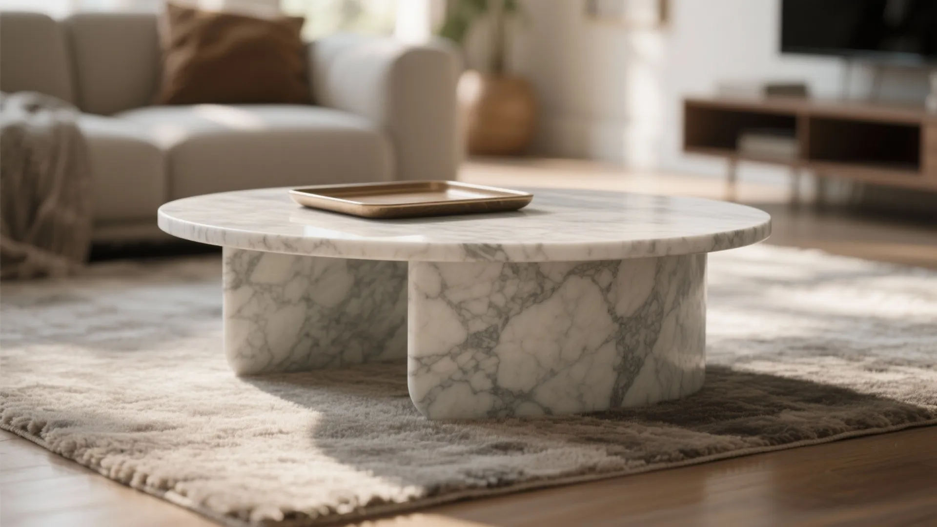 Sculptural Marble Tables as Focal Points