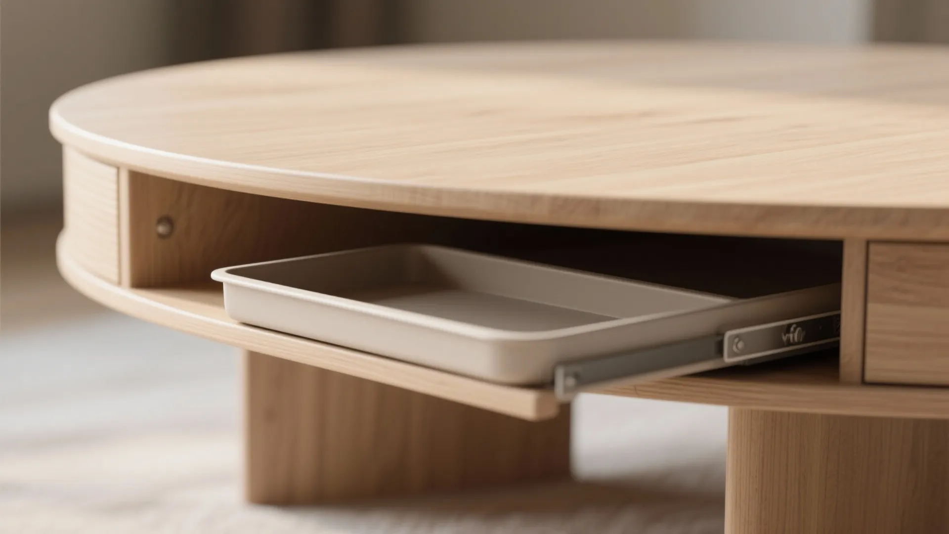 4. Pick a tabletop that doubles as storage