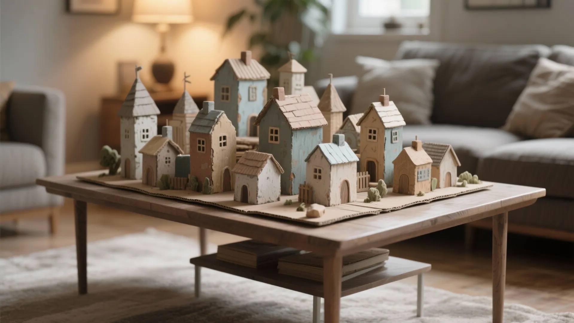 5. Painted tabletop village for flexible styling