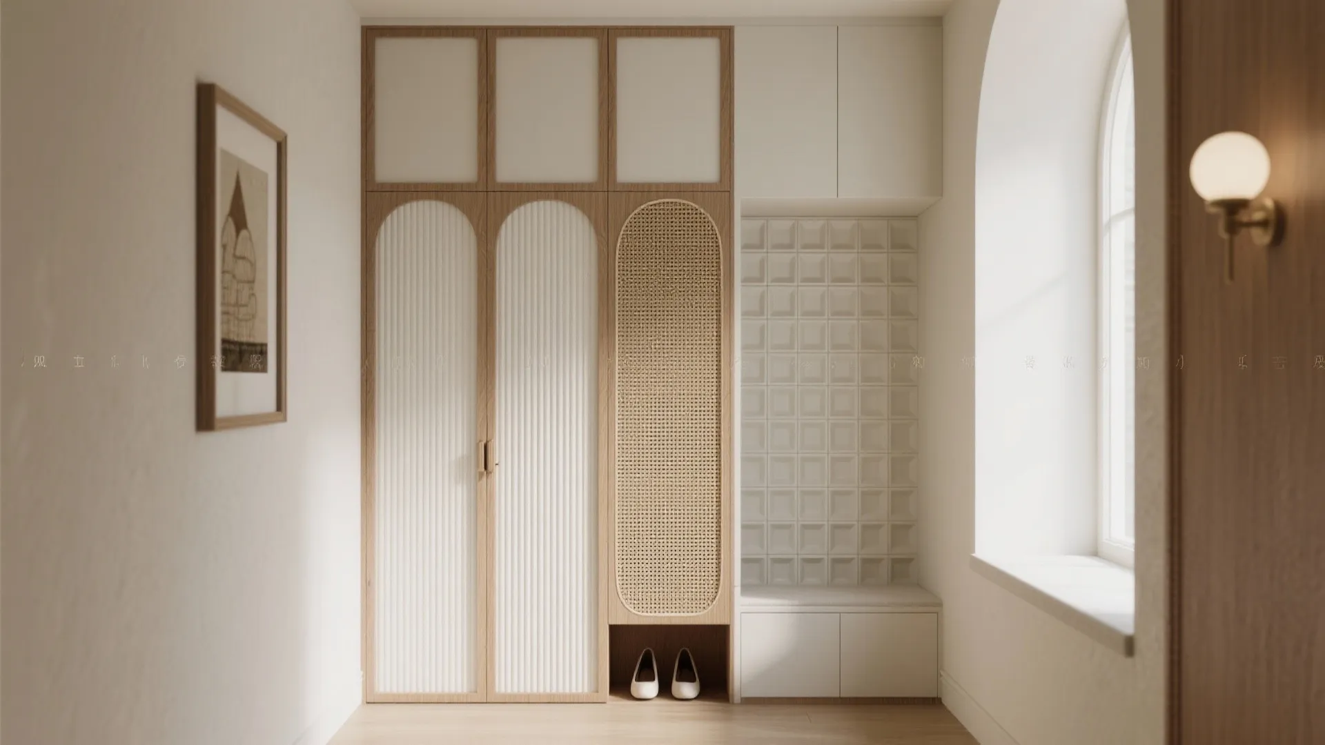 Textured panels (rattan, 3D, fluted) for tactility