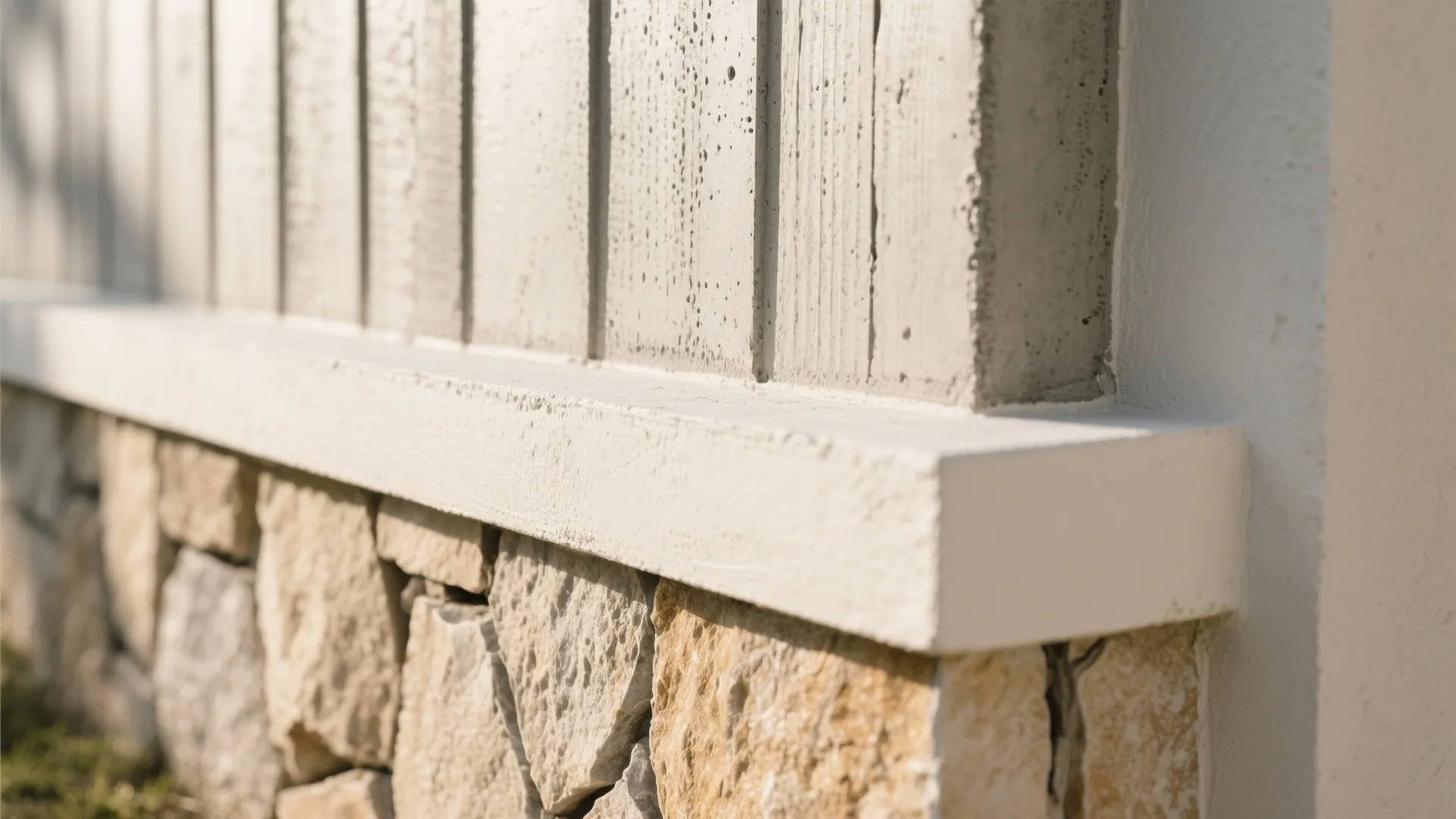 Textured concrete and stone for a tactile facade