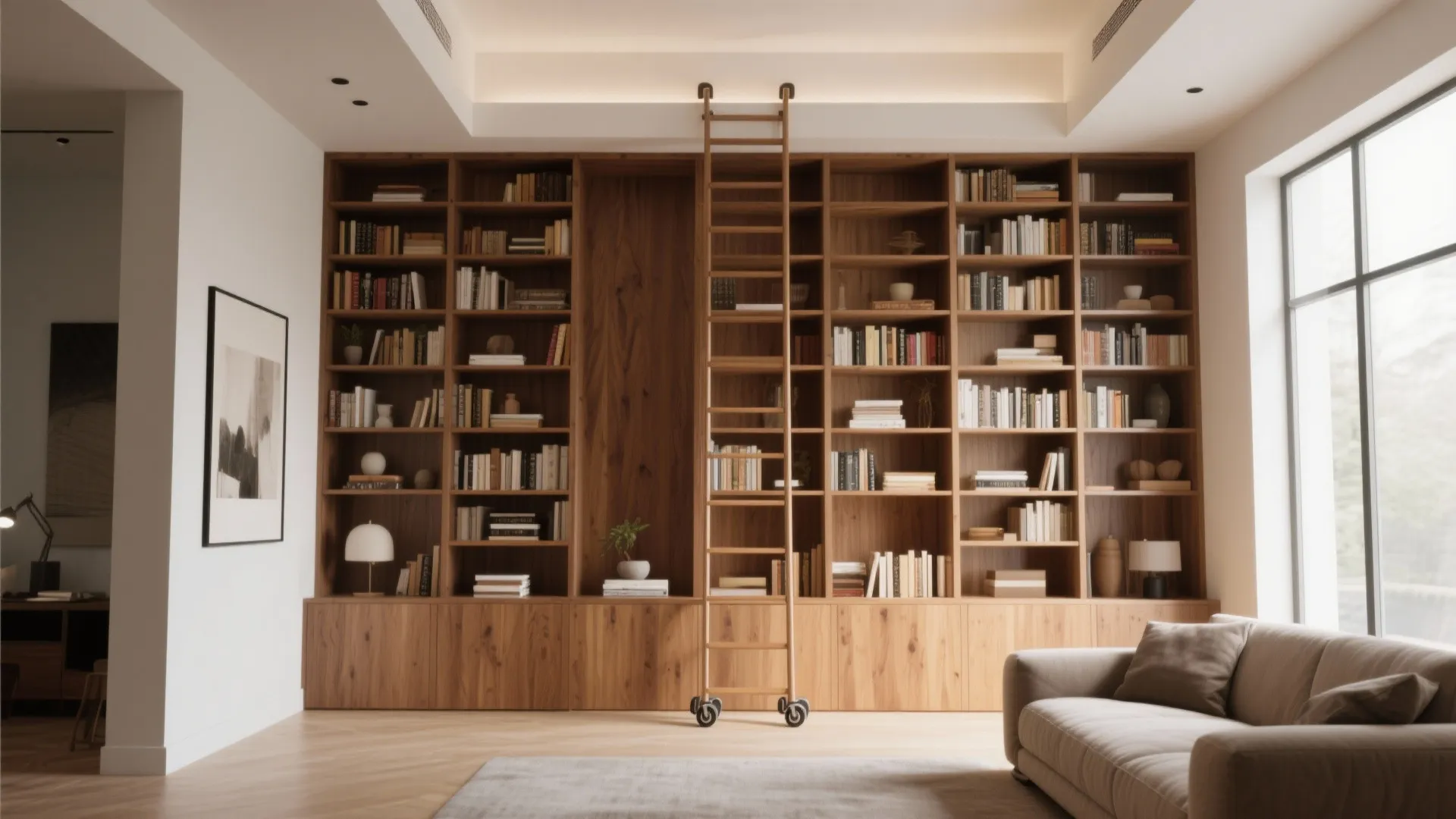 2. Tall Built-in Bookcases