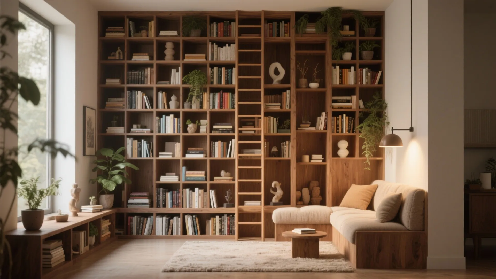 3. Tall Bookshelves & Reading Nook