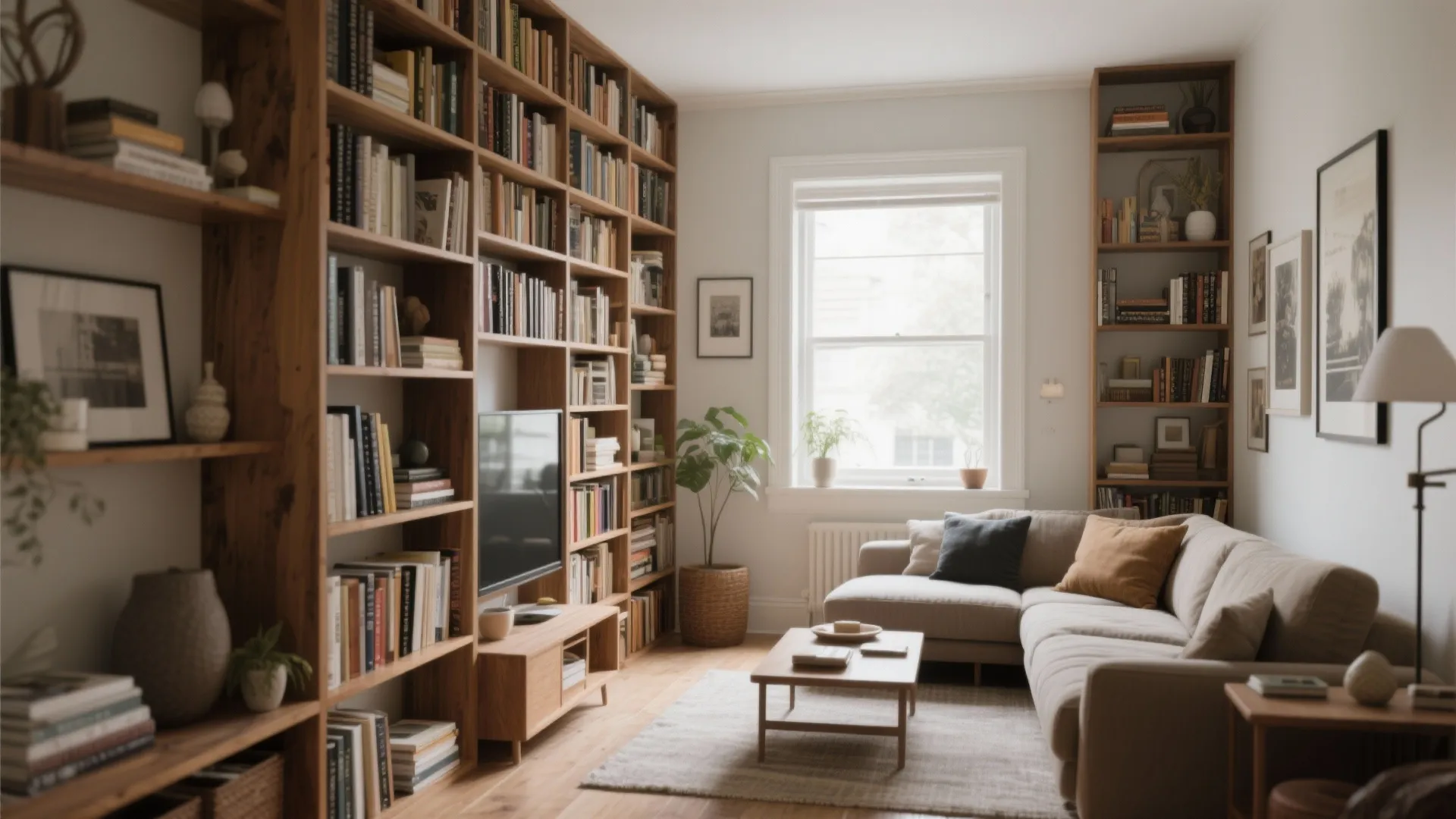 3. Tall Bookshelves for Vertical Space