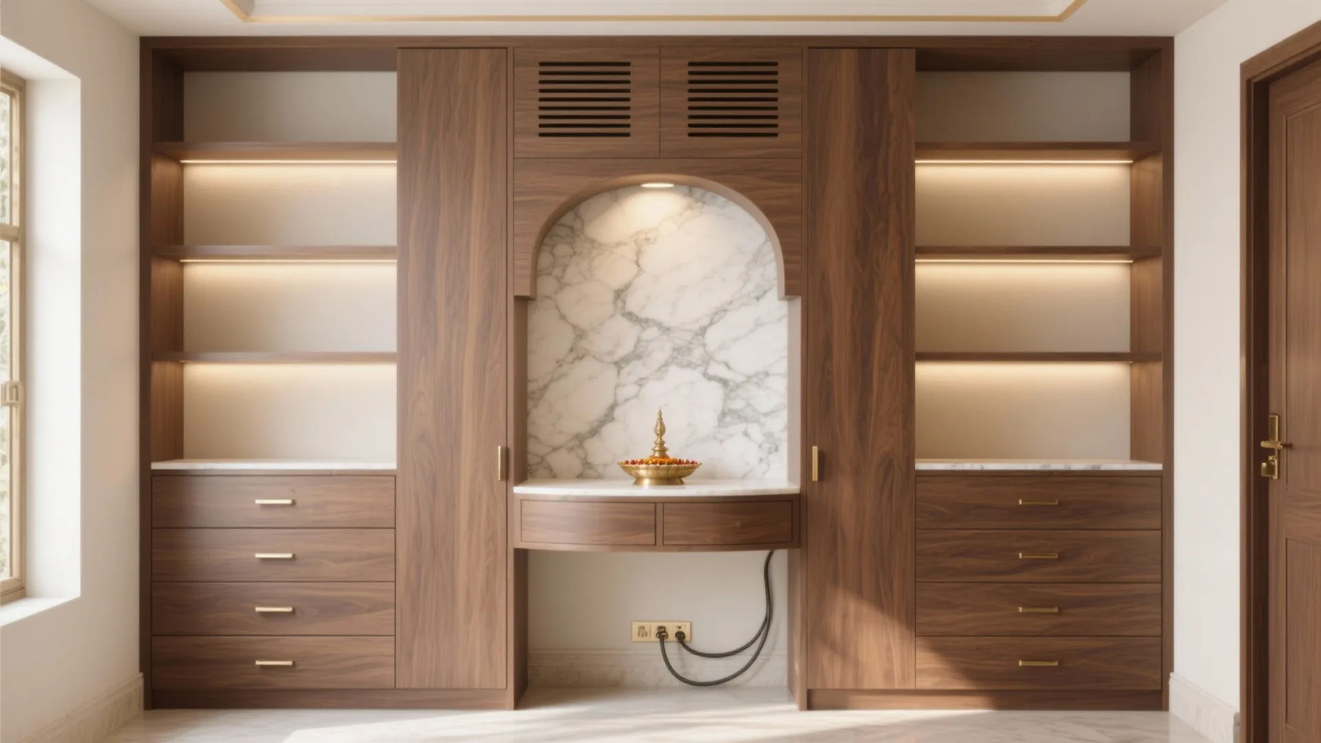 Tall Built-In with Marble Top and Concealed Ventilation