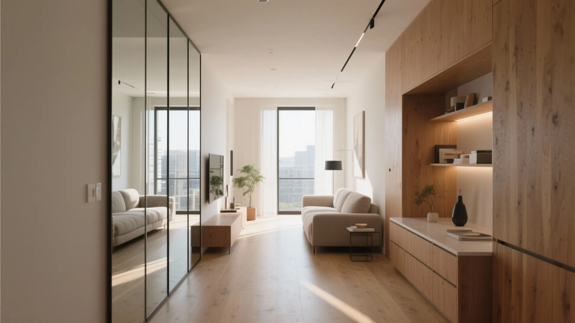 5. Tall Mirrors for Depth