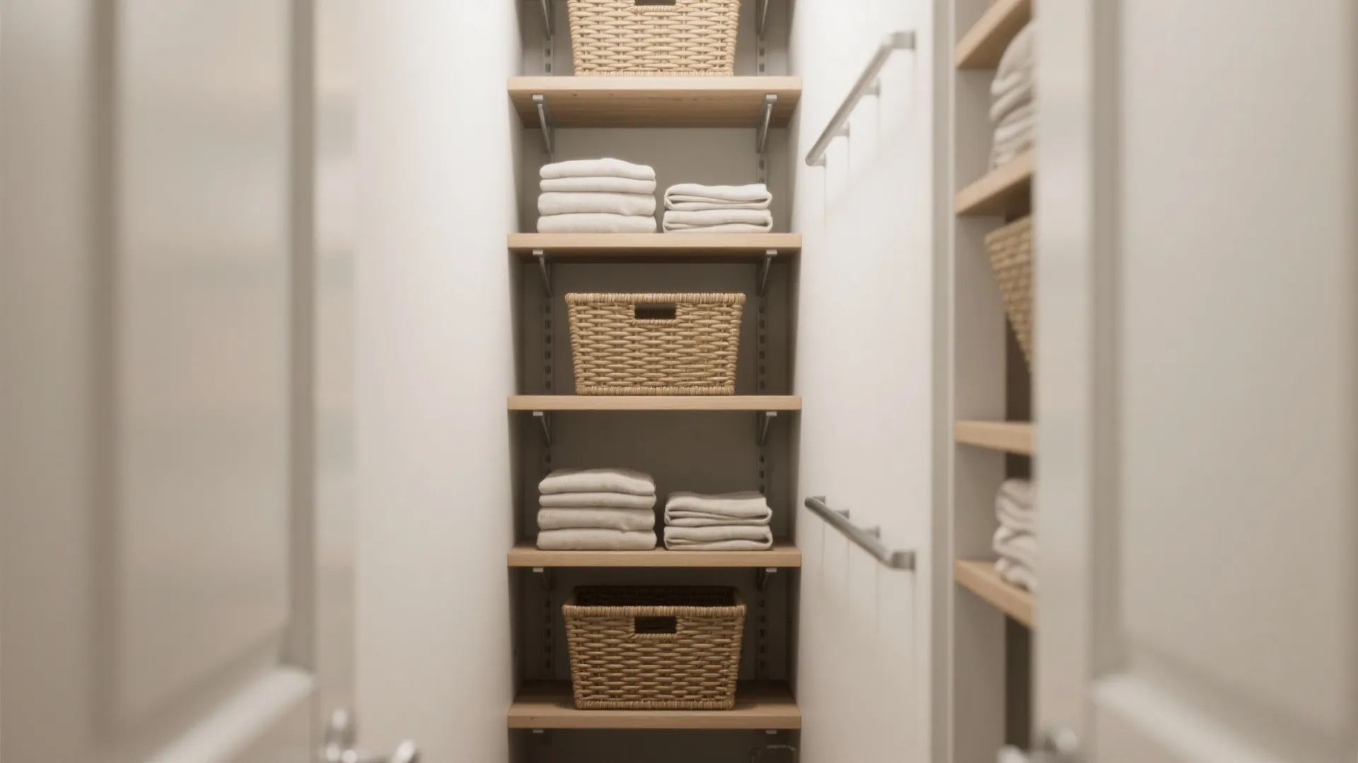 Narrow Floor-to-Ceiling Open Shelving