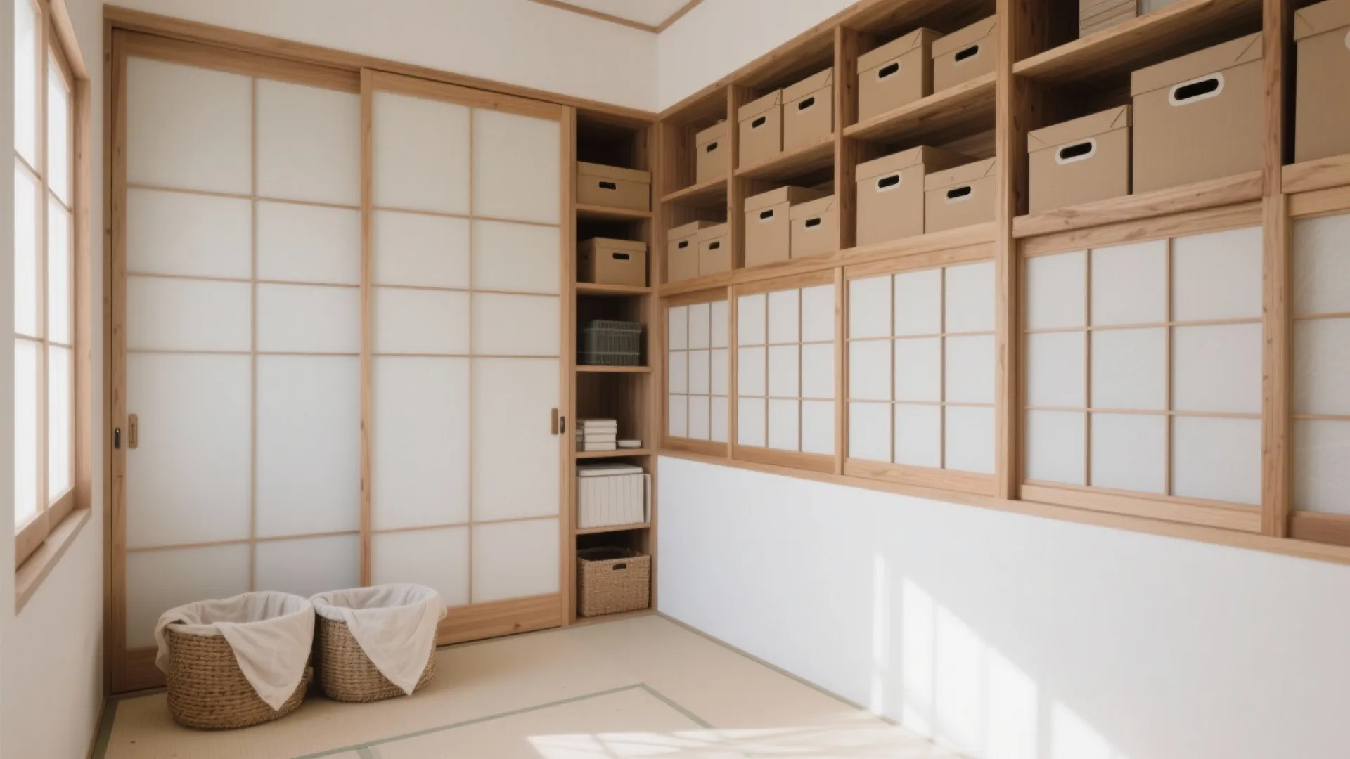 Tips 3: 壁面“縦”収納＋見せない引き戸で奥行きを伸ばす（收納技巧・日本都市）