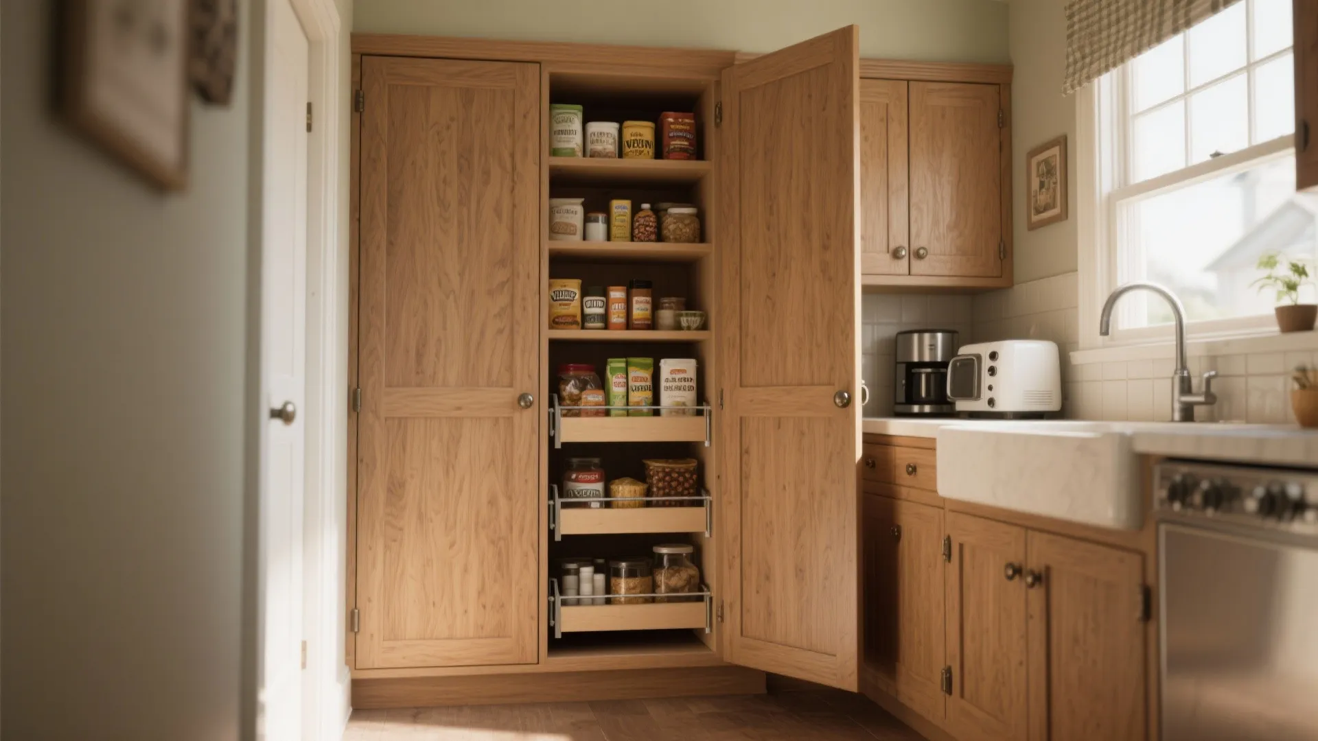 2. Go vertical with tall pantry cabinets
