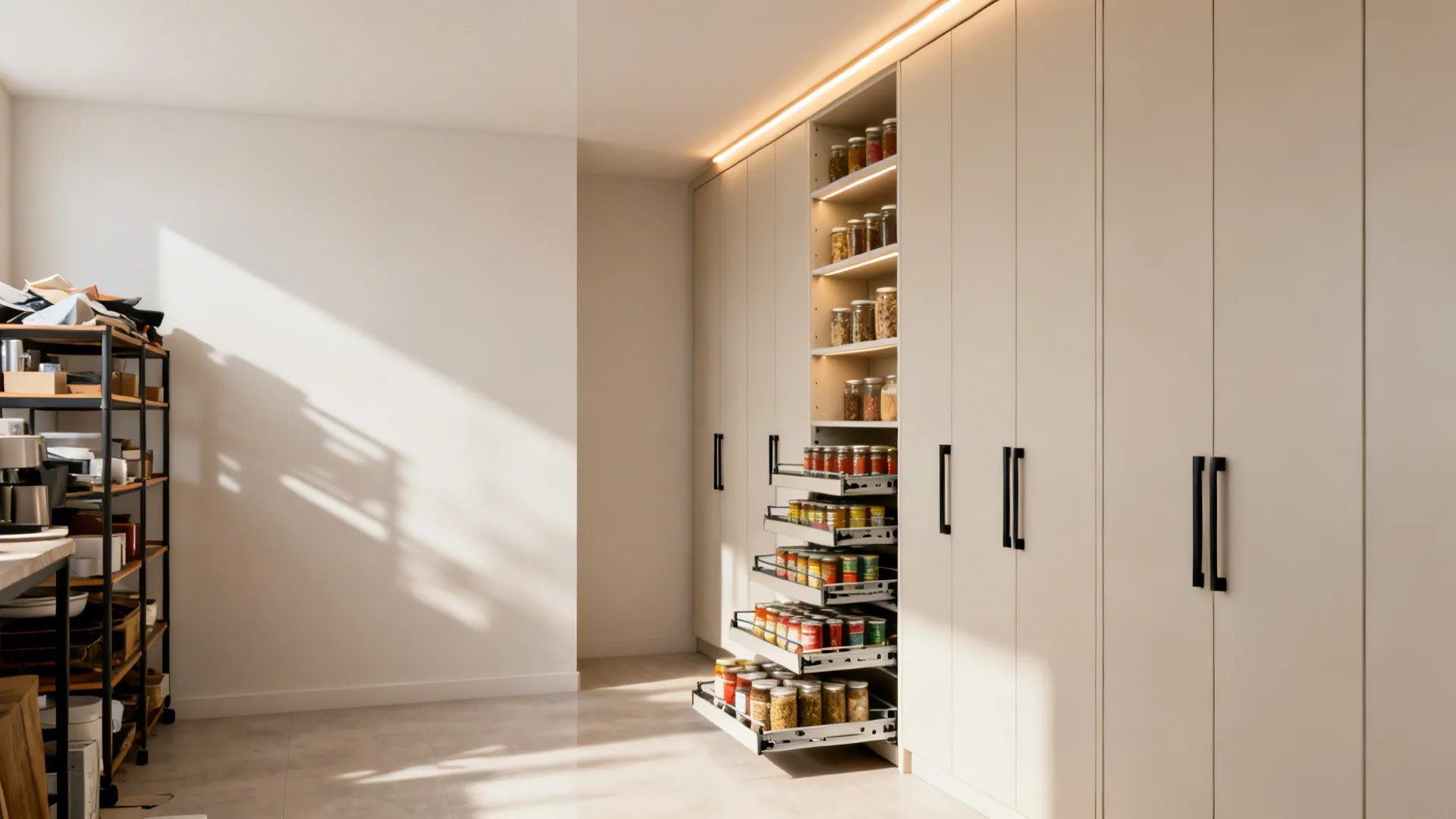 3) Tall Pantry Cabinet with Pull-Outs (Ceiling-High)