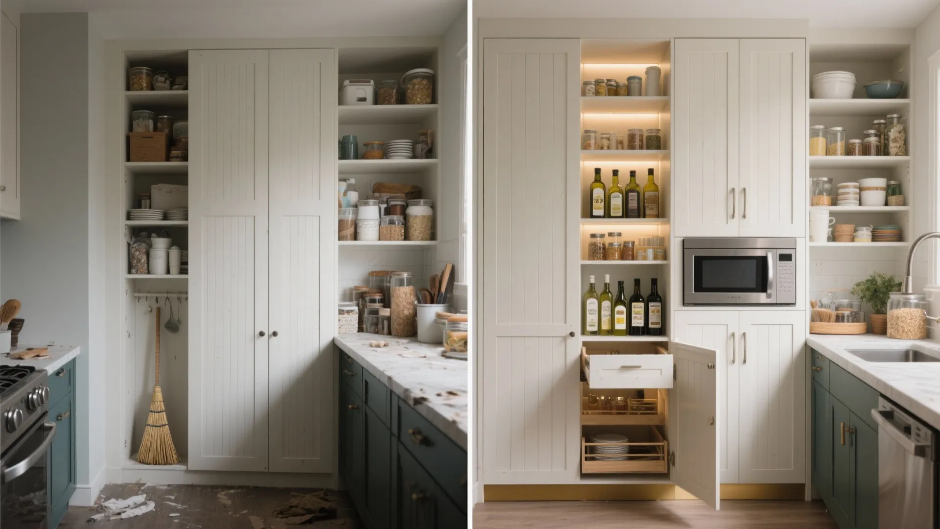 Tall pantry wall with hidden zones