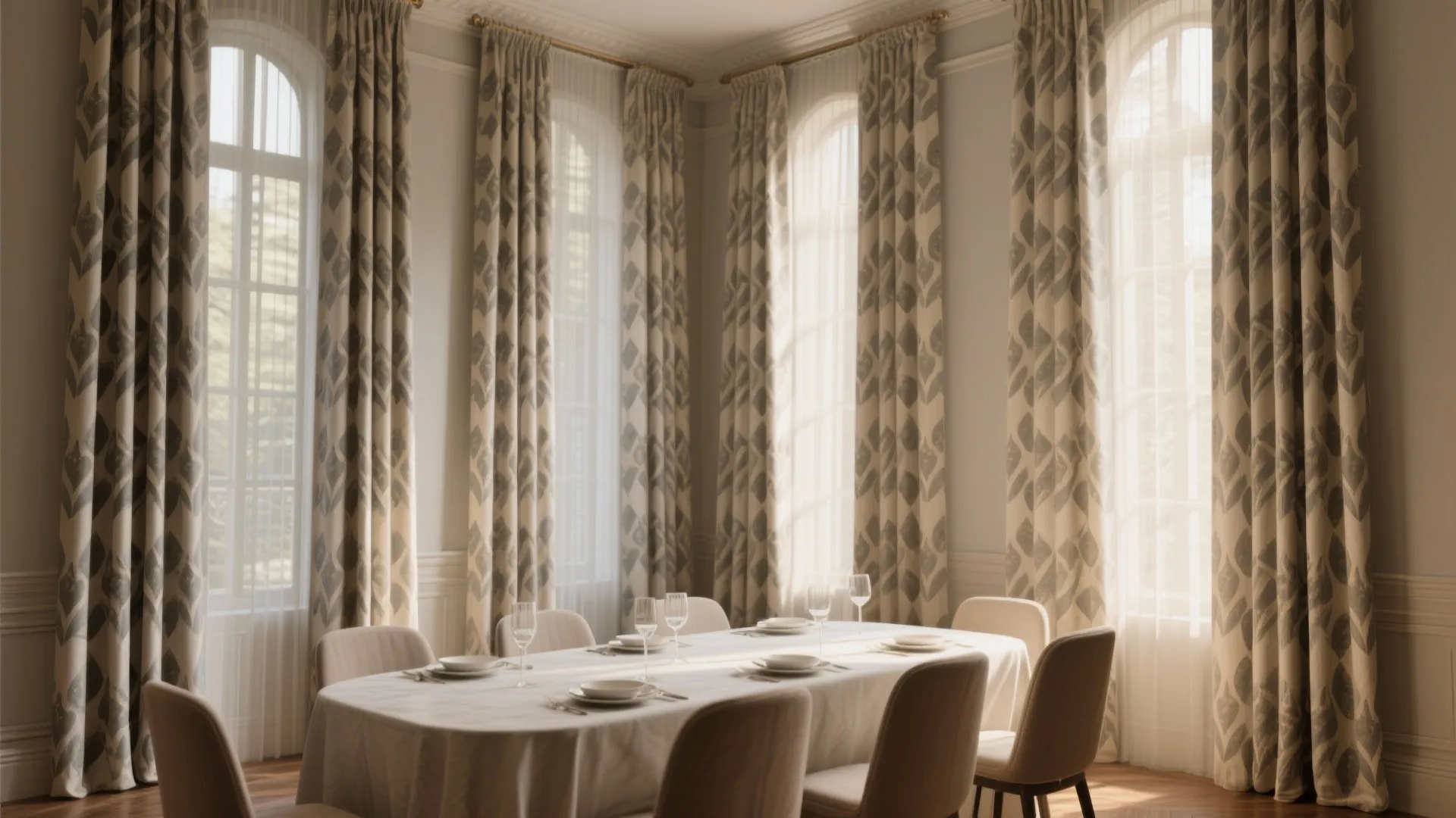 2. Floor-to-Ceiling Patterned Drapes