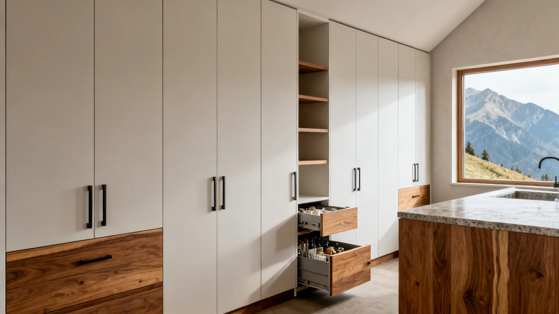 1) Minimalist Tall Cabinets for Vertical Storage