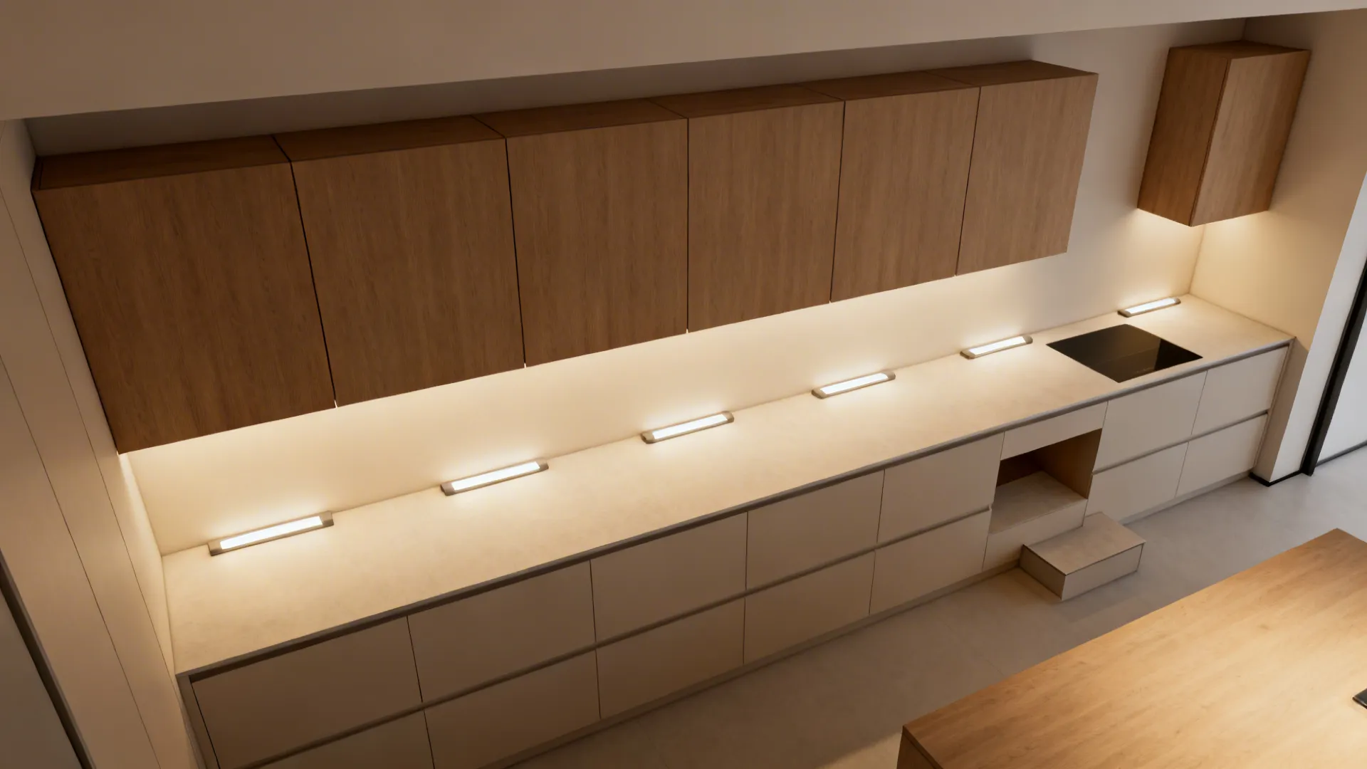 Taller, fewer uppers with integrated lighting