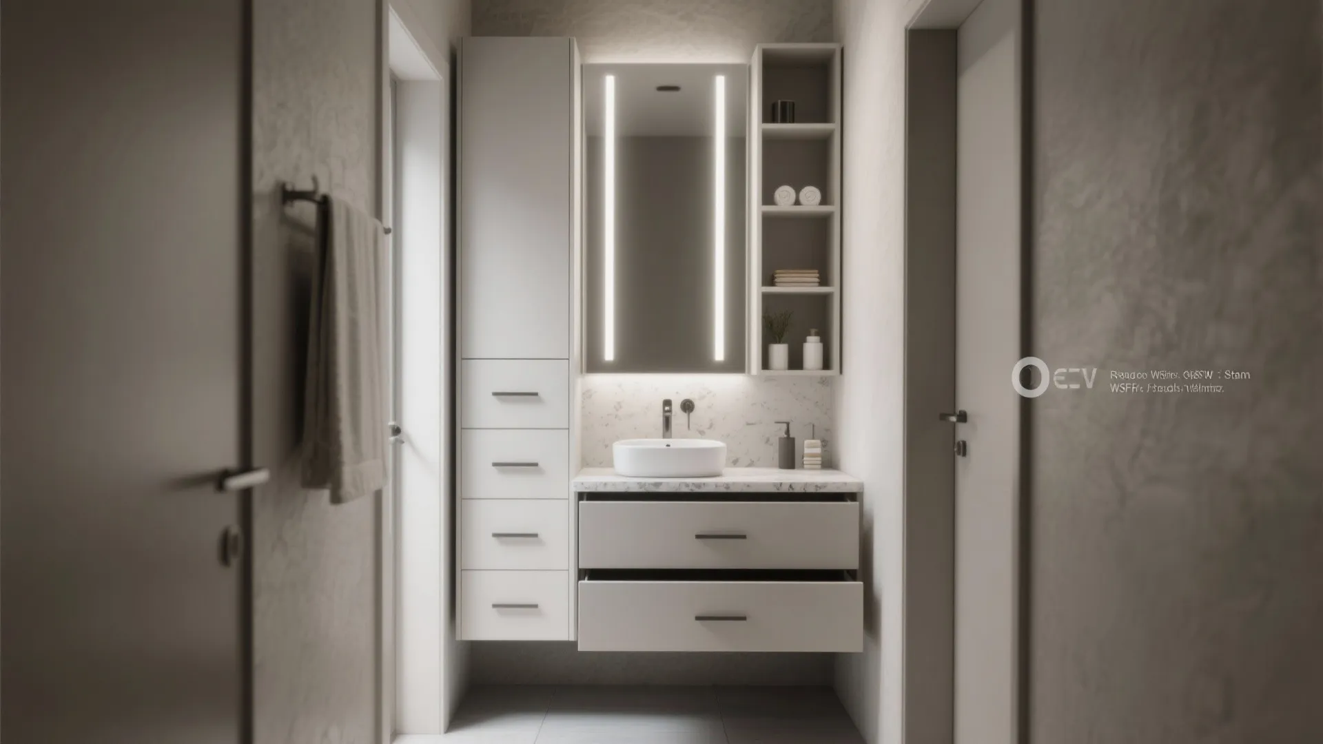 2. Narrow, Tall Vanities for Vertical Tricks