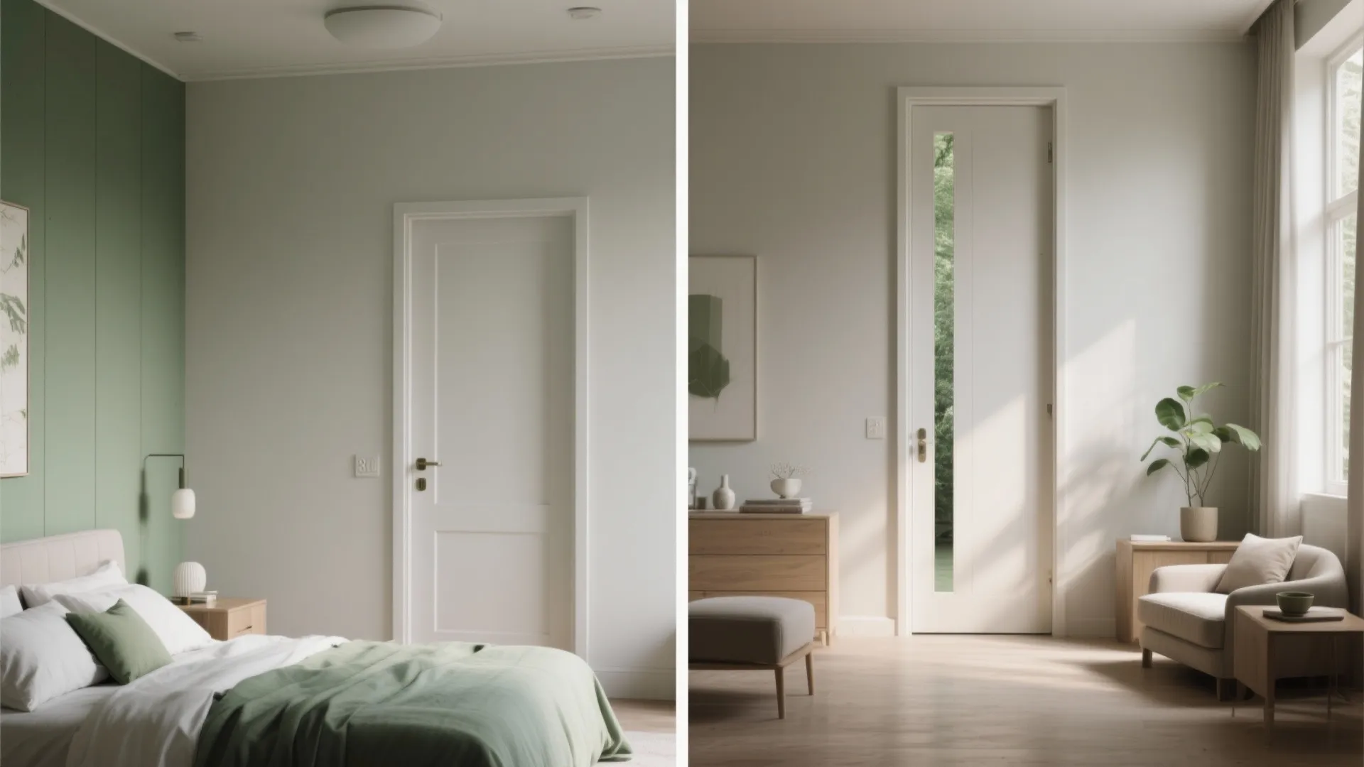 Side by side comparison of a standard height white door and a tall white door