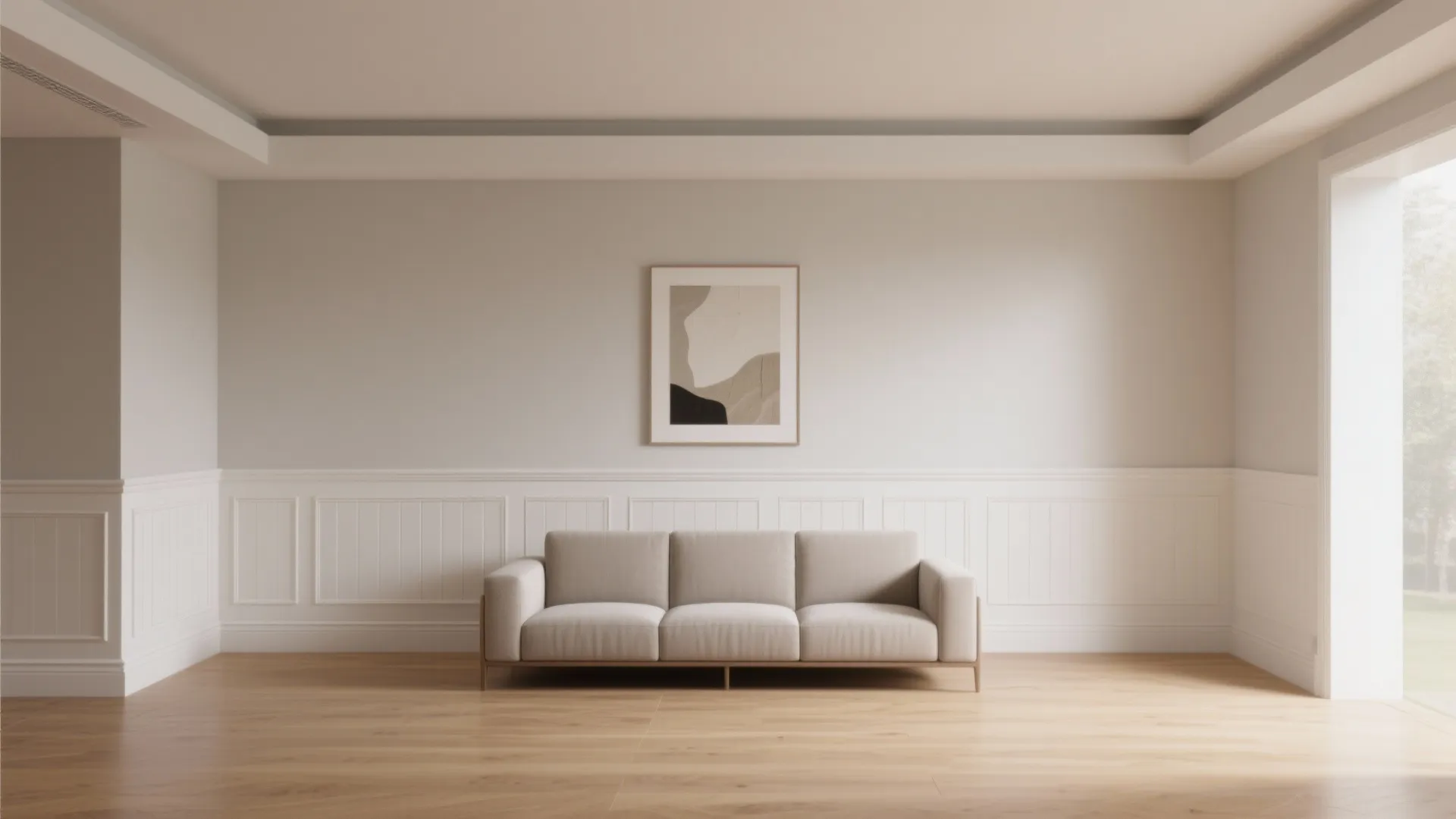 Idea 2: Taller wainscot (around 2/5 height) to stretch the room