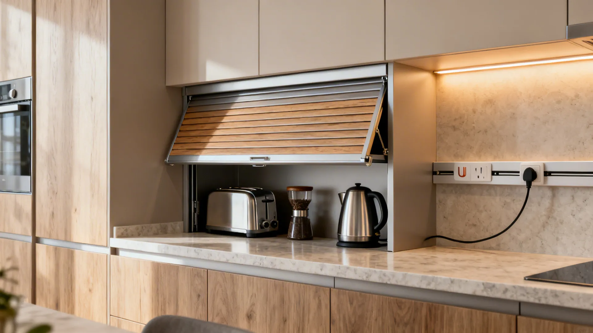 2) Counter-Height Appliance Garage With Roll-Up Tambour