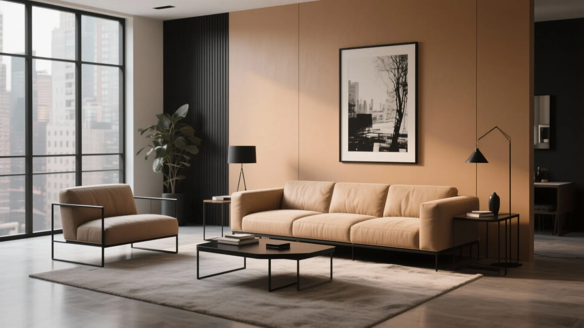 3. Tan with Black Contrast