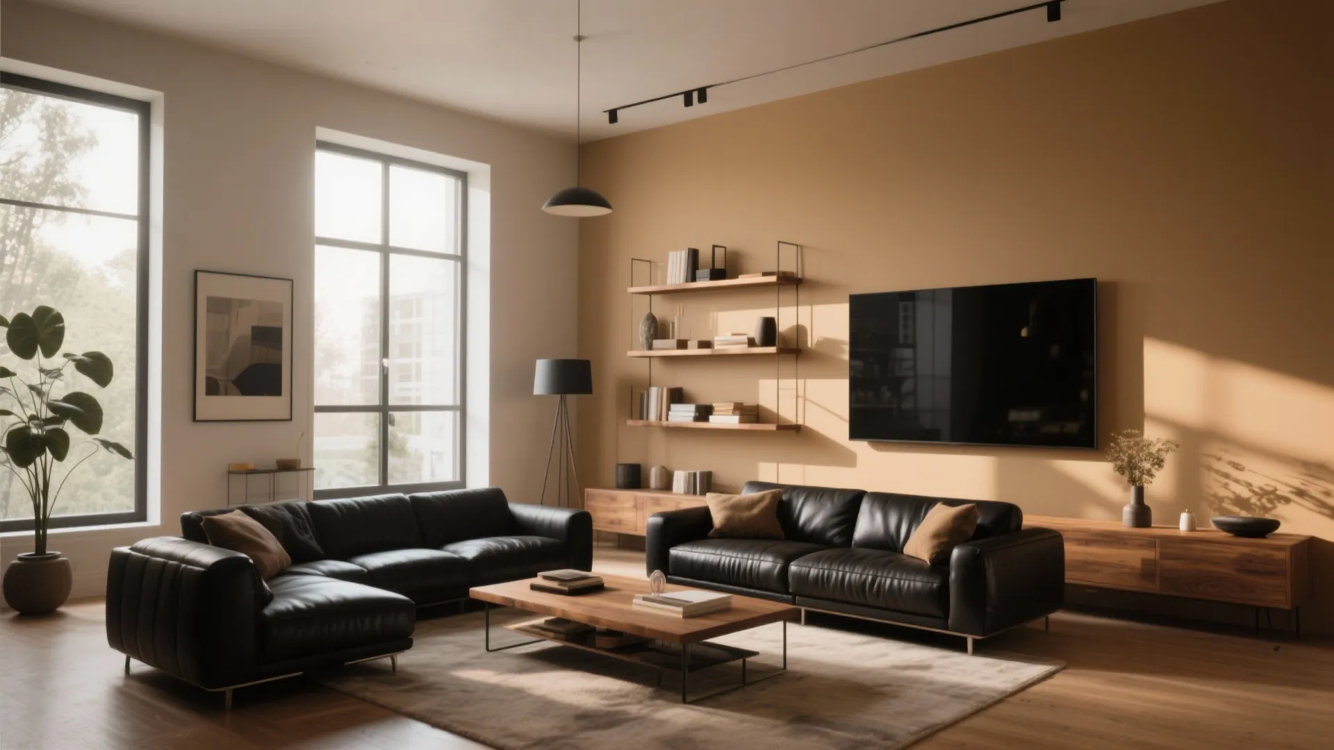 10 Stylish Tan and Black Living Room Ideas: Maximize small spaces with warm tan and bold black contrasts