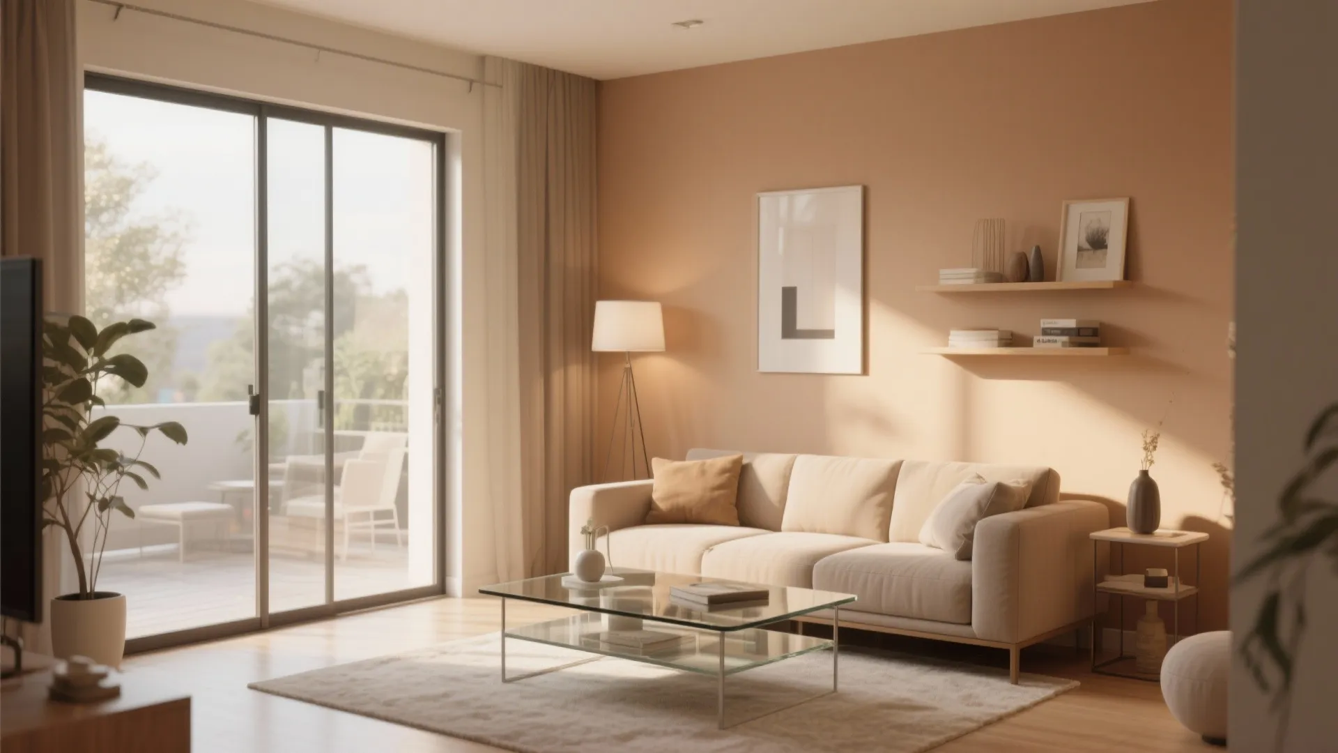 7. Tan Walls with Glass Elements