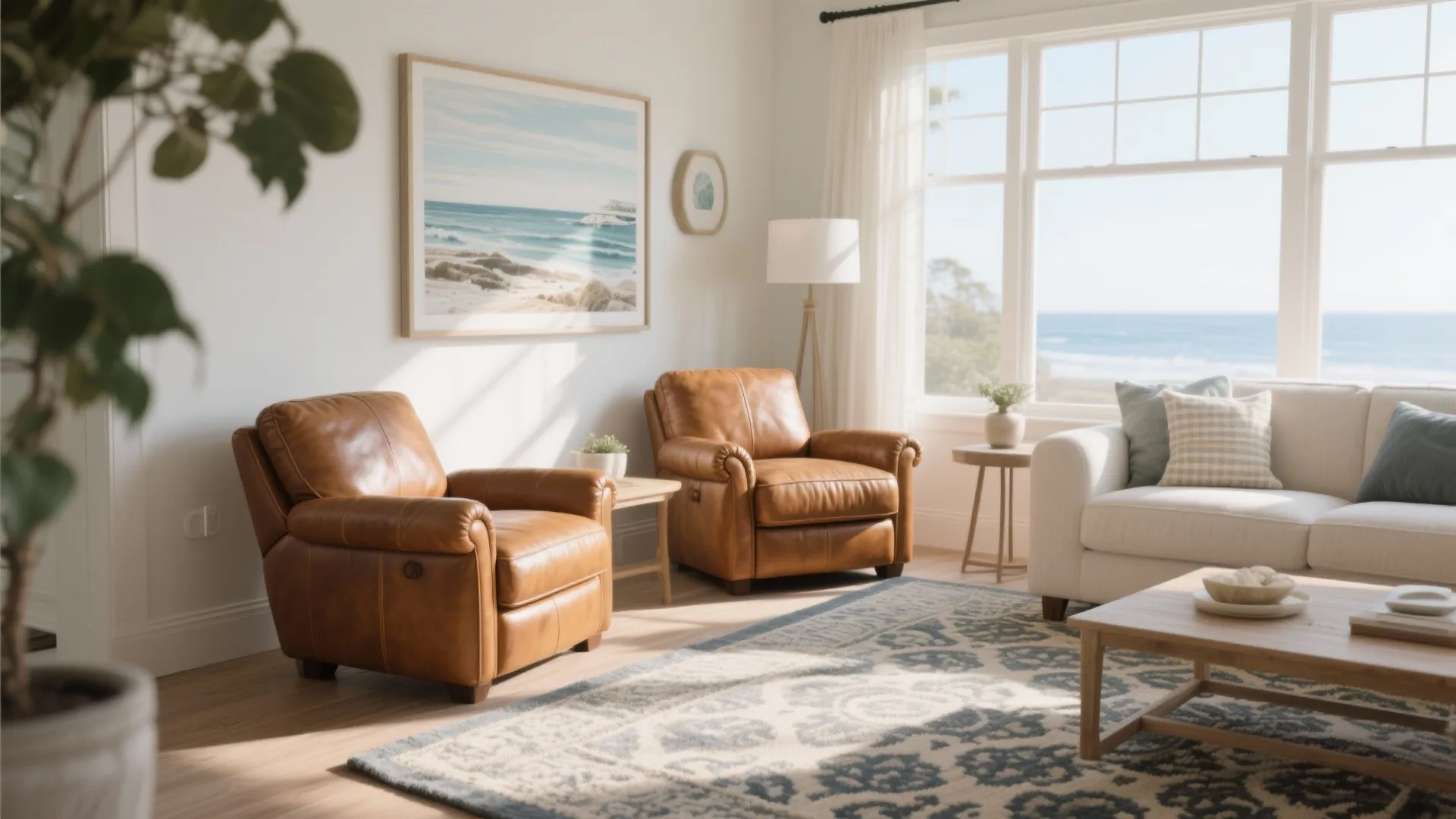 4. Tan Leather Armchairs