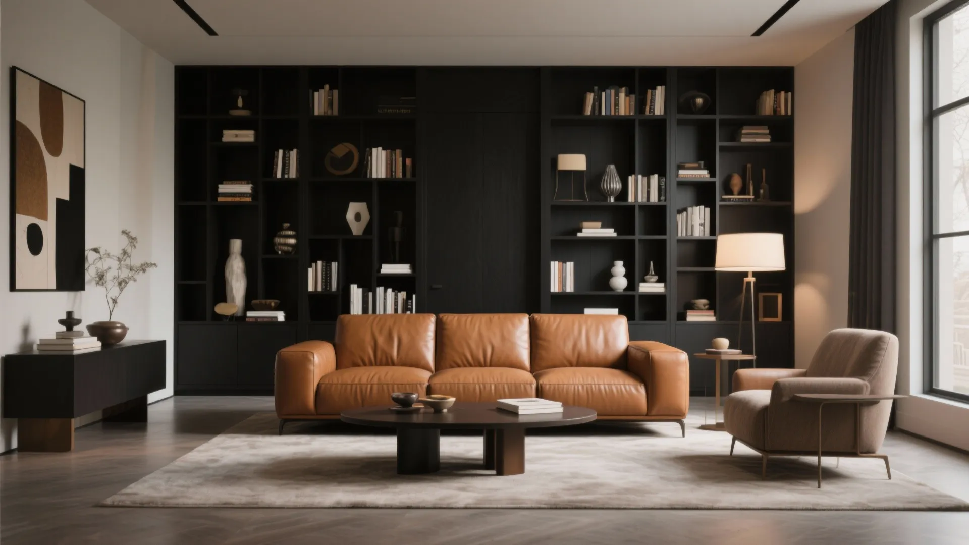 2. Leather Sofa as a Centerpiece