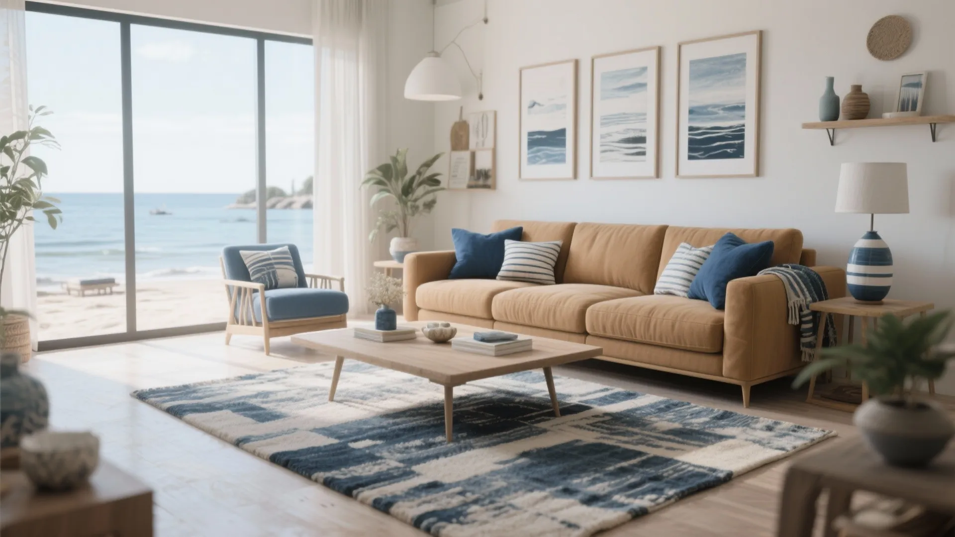 6. Tan and Navy Accents