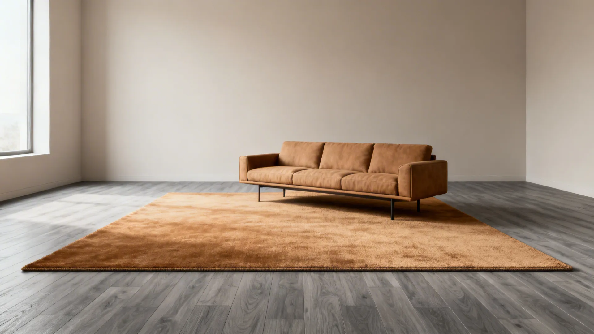 3. Tan Rug on a Grey Floor for Depth