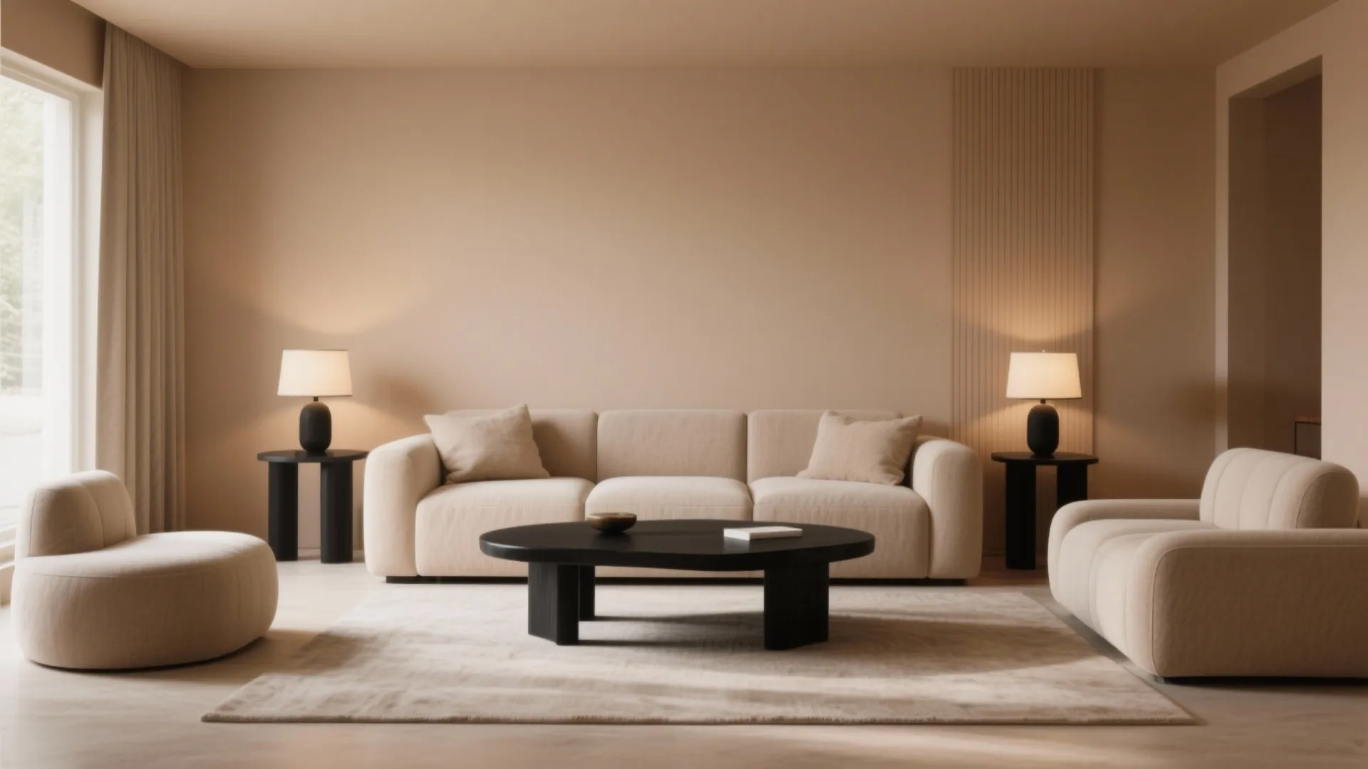 10. Tan area with black accent furniture