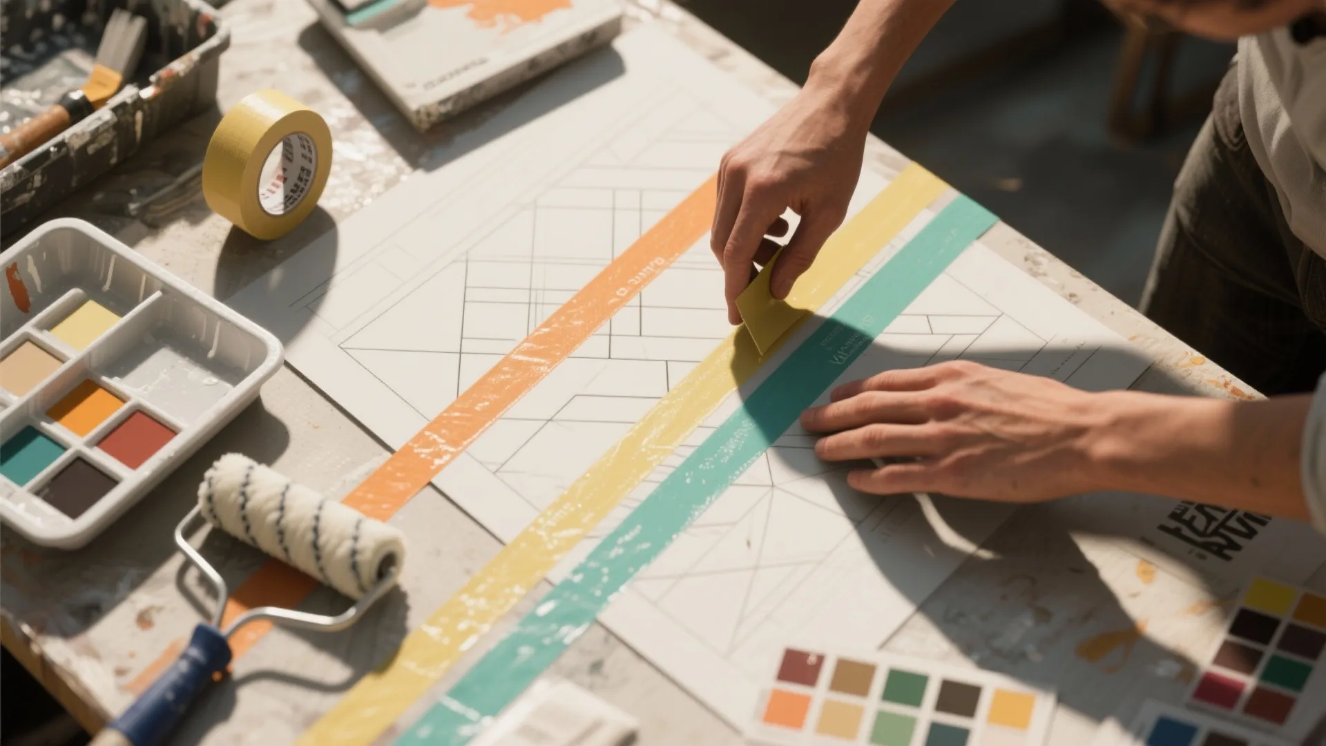 2. Painter’s tape geometric play