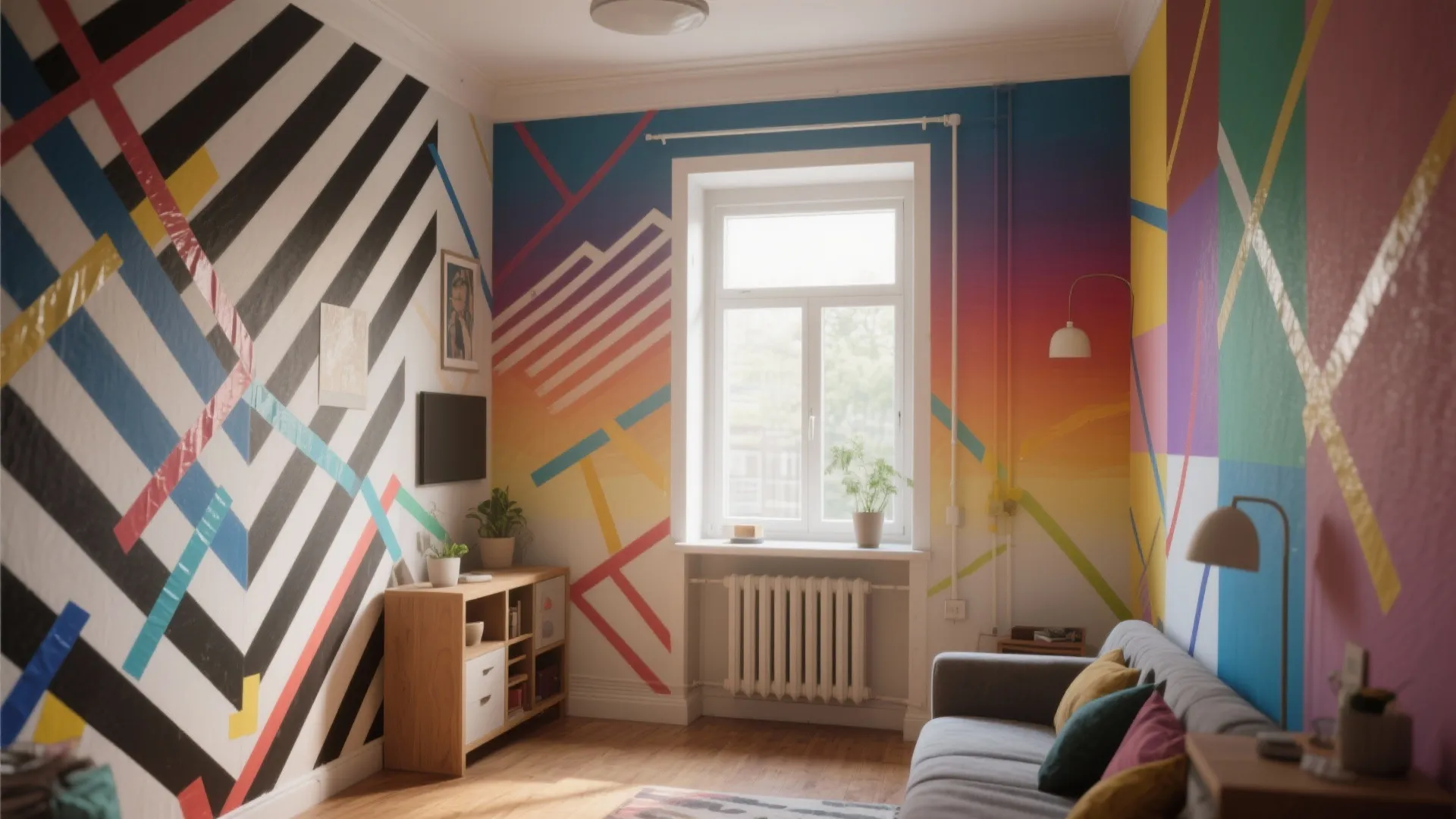 5 Creative Wall Designs with Tape and Paint