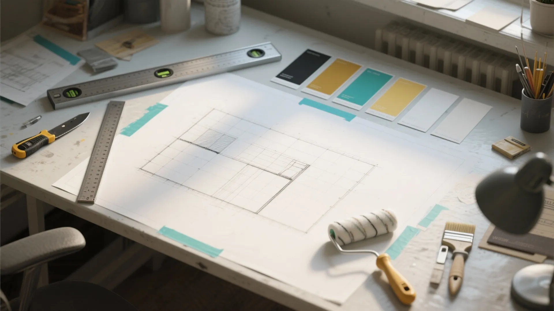 Geometric Accent Wall (Stripes, Triangles, Grids)