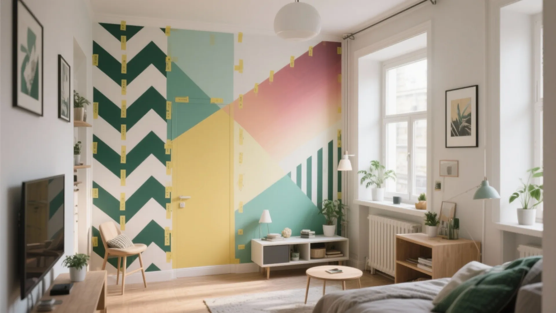 5 Easy Wall Paint Design Ideas with Tape: Transform Small Spaces with Creative Tape Painting Techniques