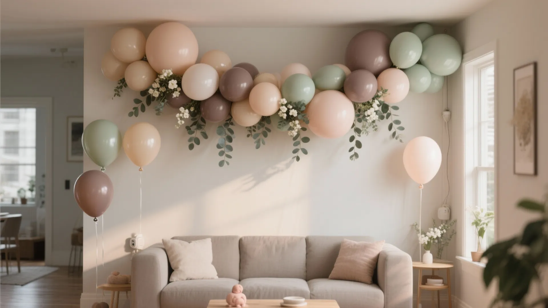 Balloon Garland + Floral Clusters