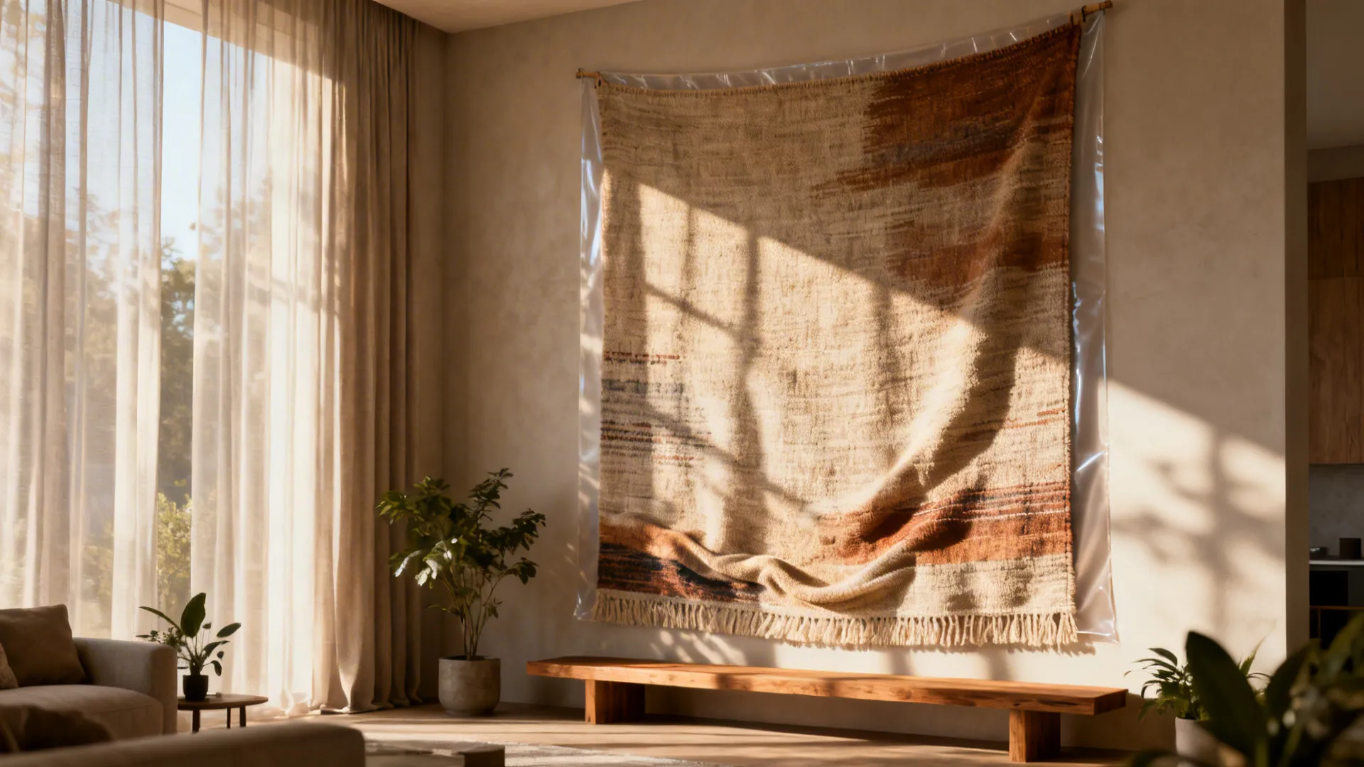 3. Oversized Textile or Tapestry as Art