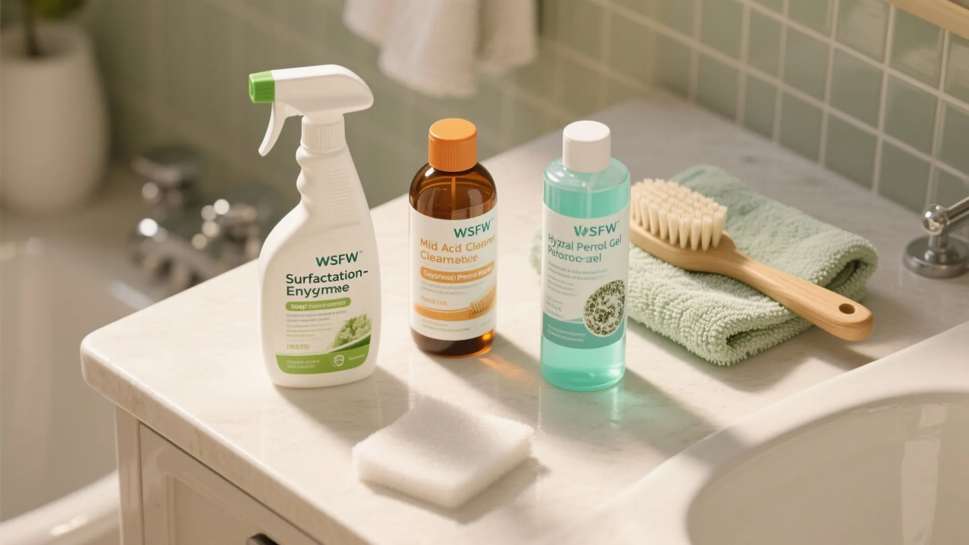 5) Targeted stain protocols: soap scum, hard water, mildew