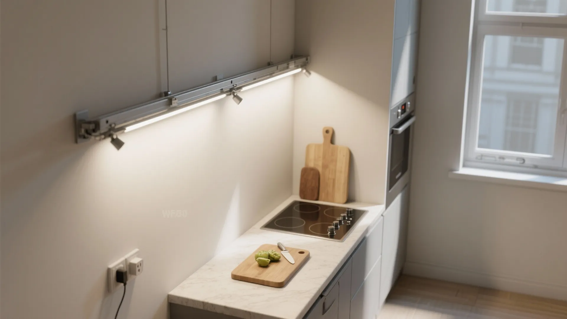 2) Aimable task beams over counters and desks