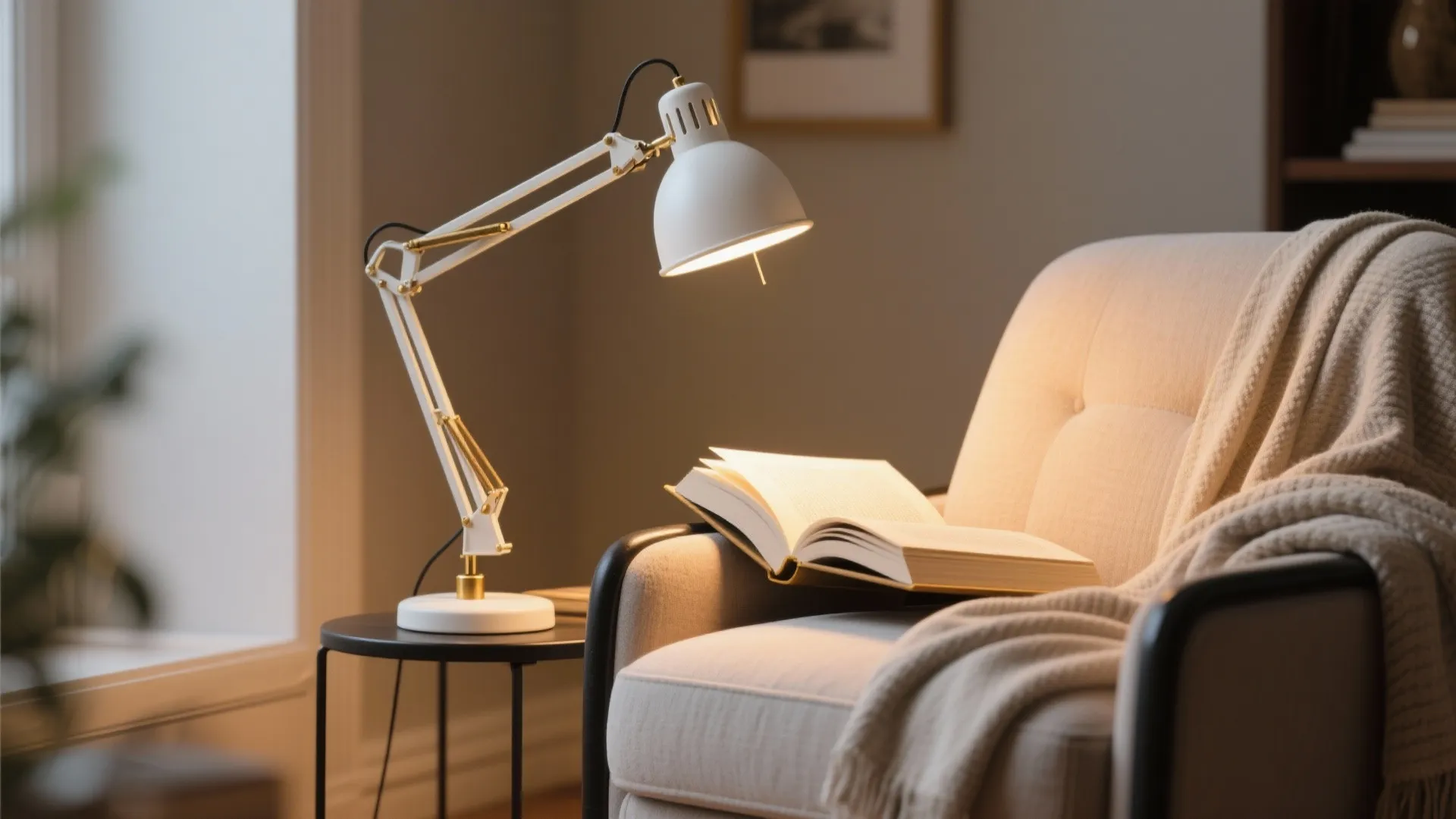 4. Adjustable white task lamps for reading nooks