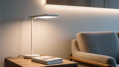 Modern Home Office Corner with Ambient Lighting