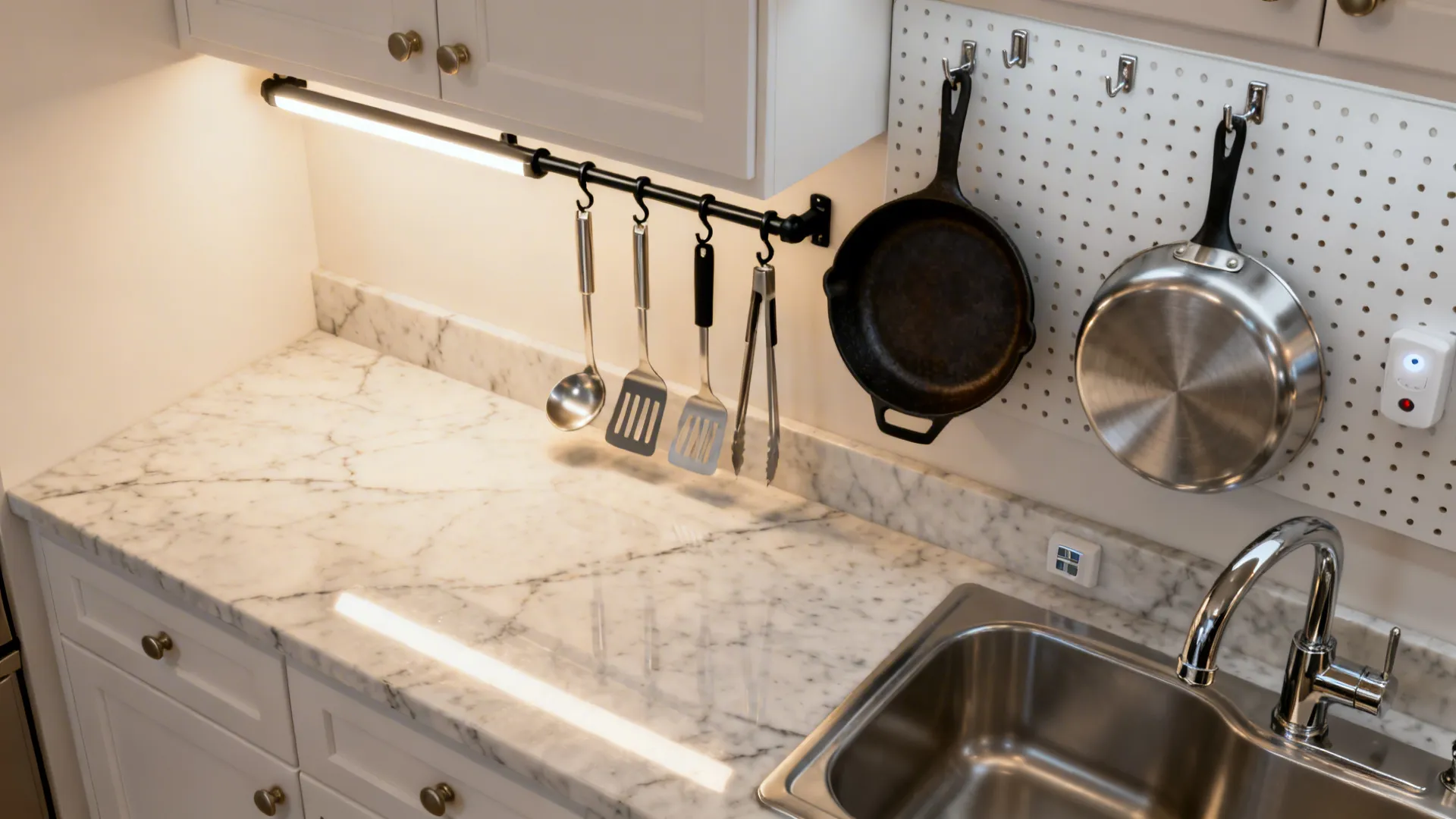 Task lighting and vertical storage that work together