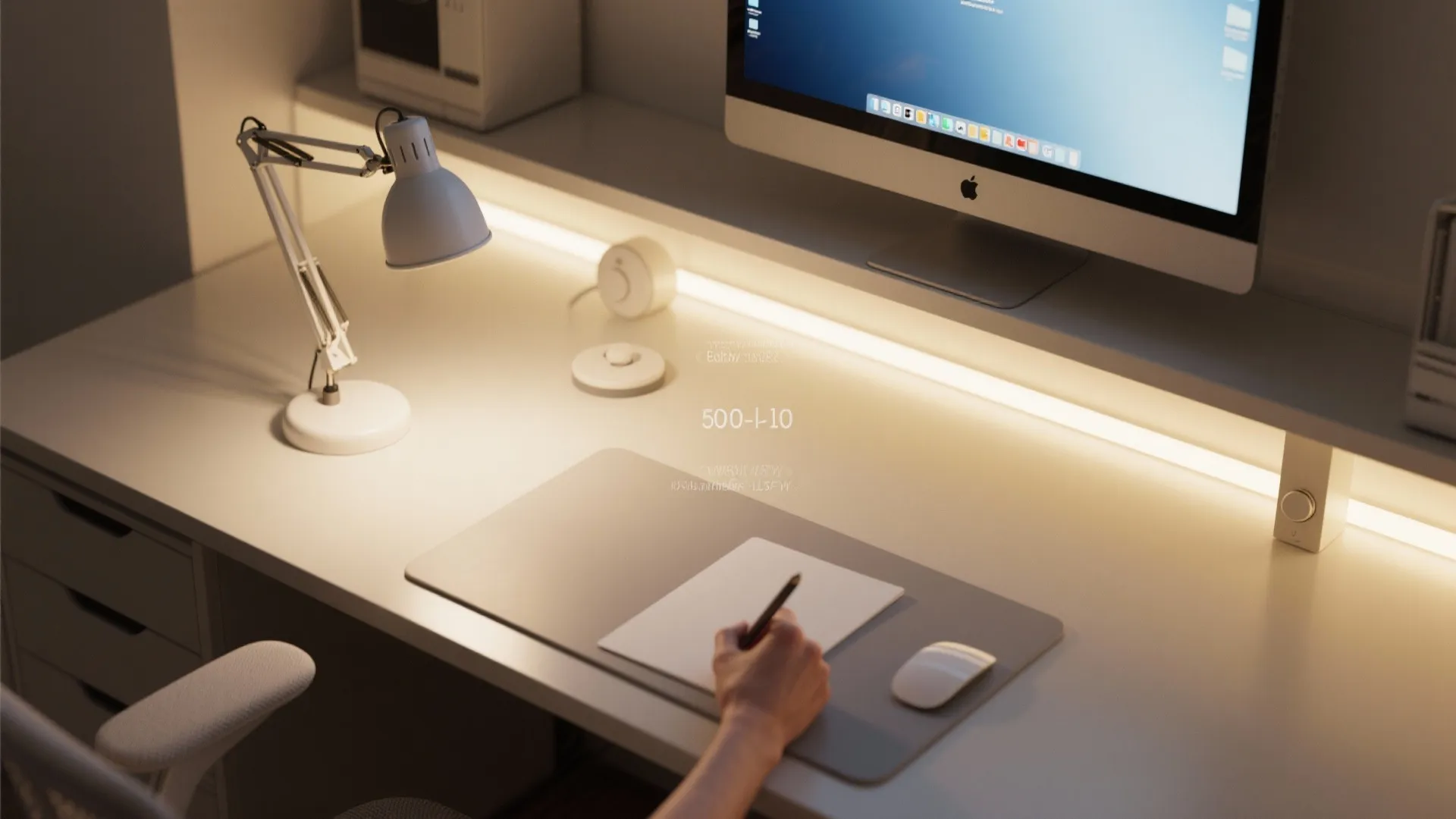 Task-first lighting: desk lamp + indirect glow