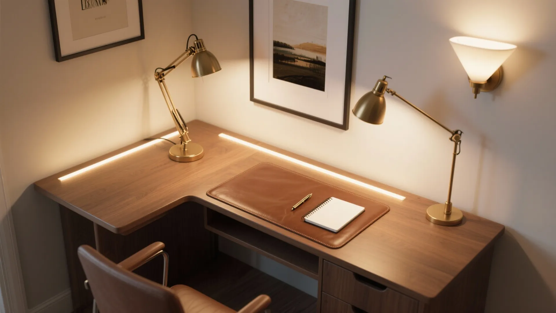 Vintage Brass Lighting with Focused Task Zones